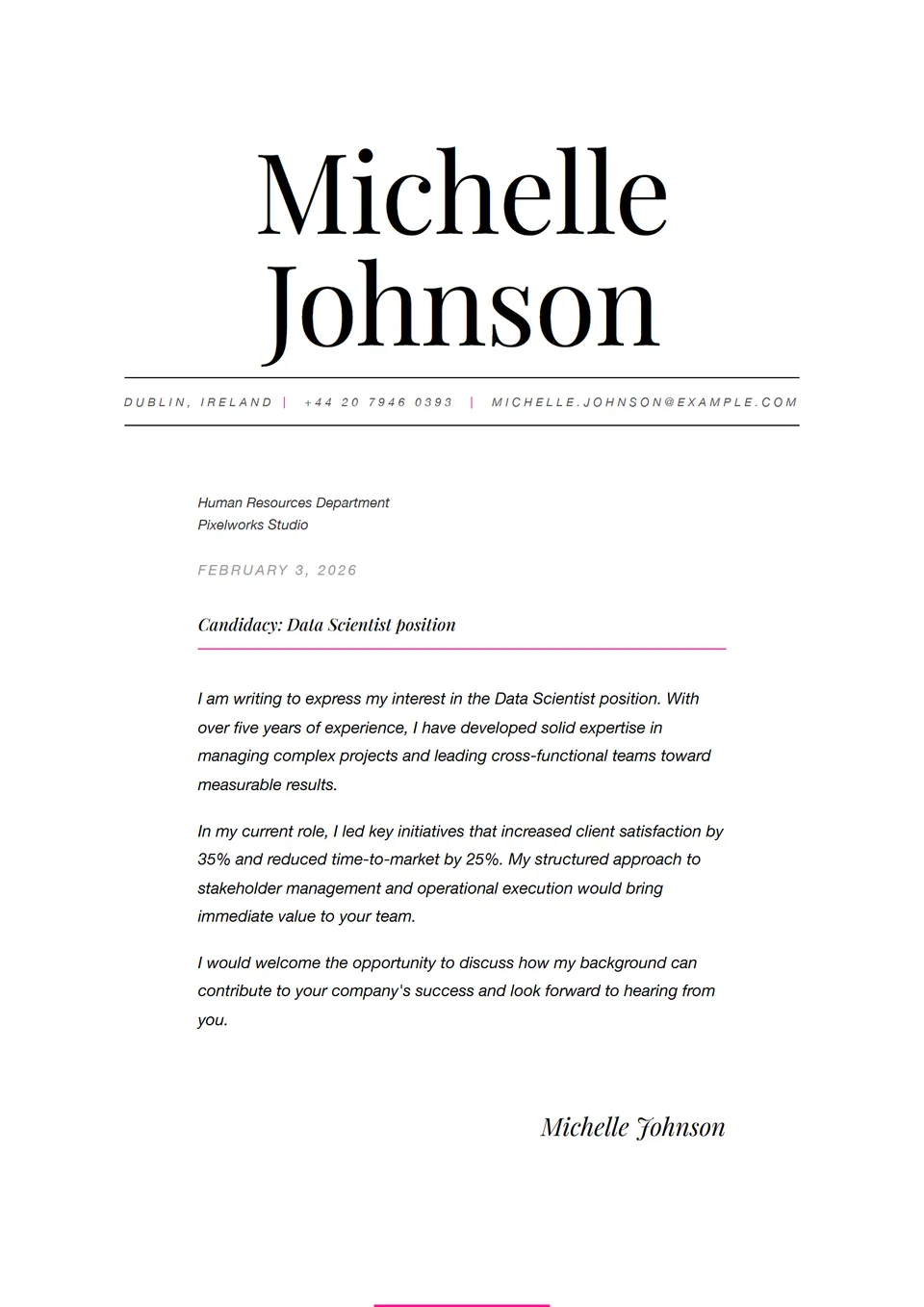 Editorial Moda — Modelos de carta de apresentação