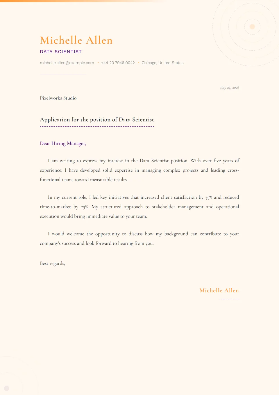 Mandala Indiano — Modelos de carta de apresentação