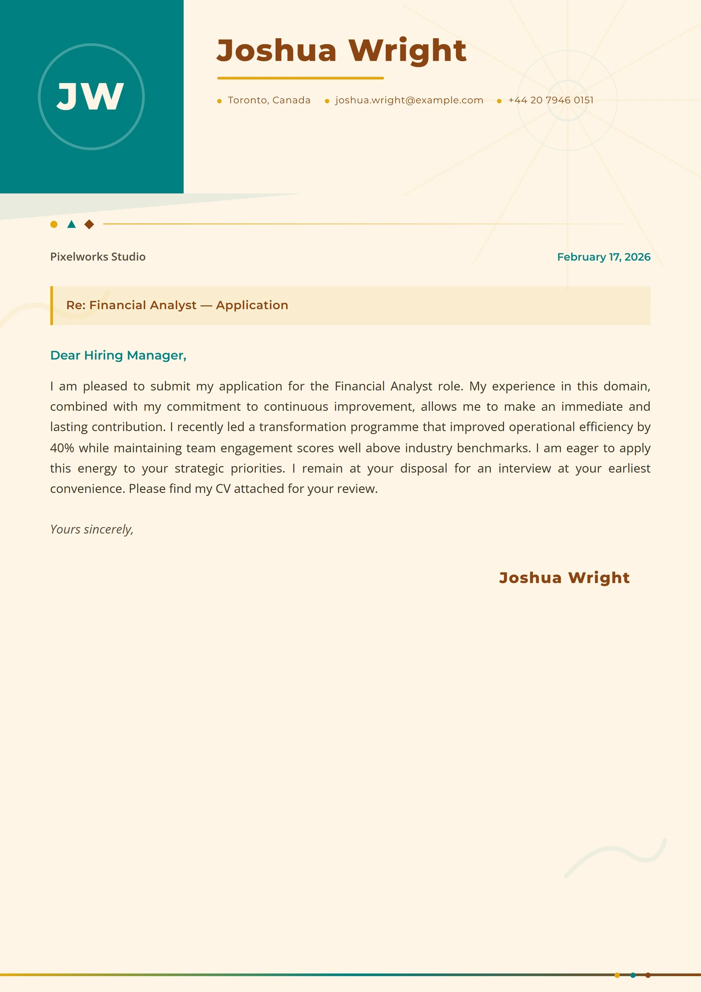 Mid-century — Modelli di lettera di presentazione