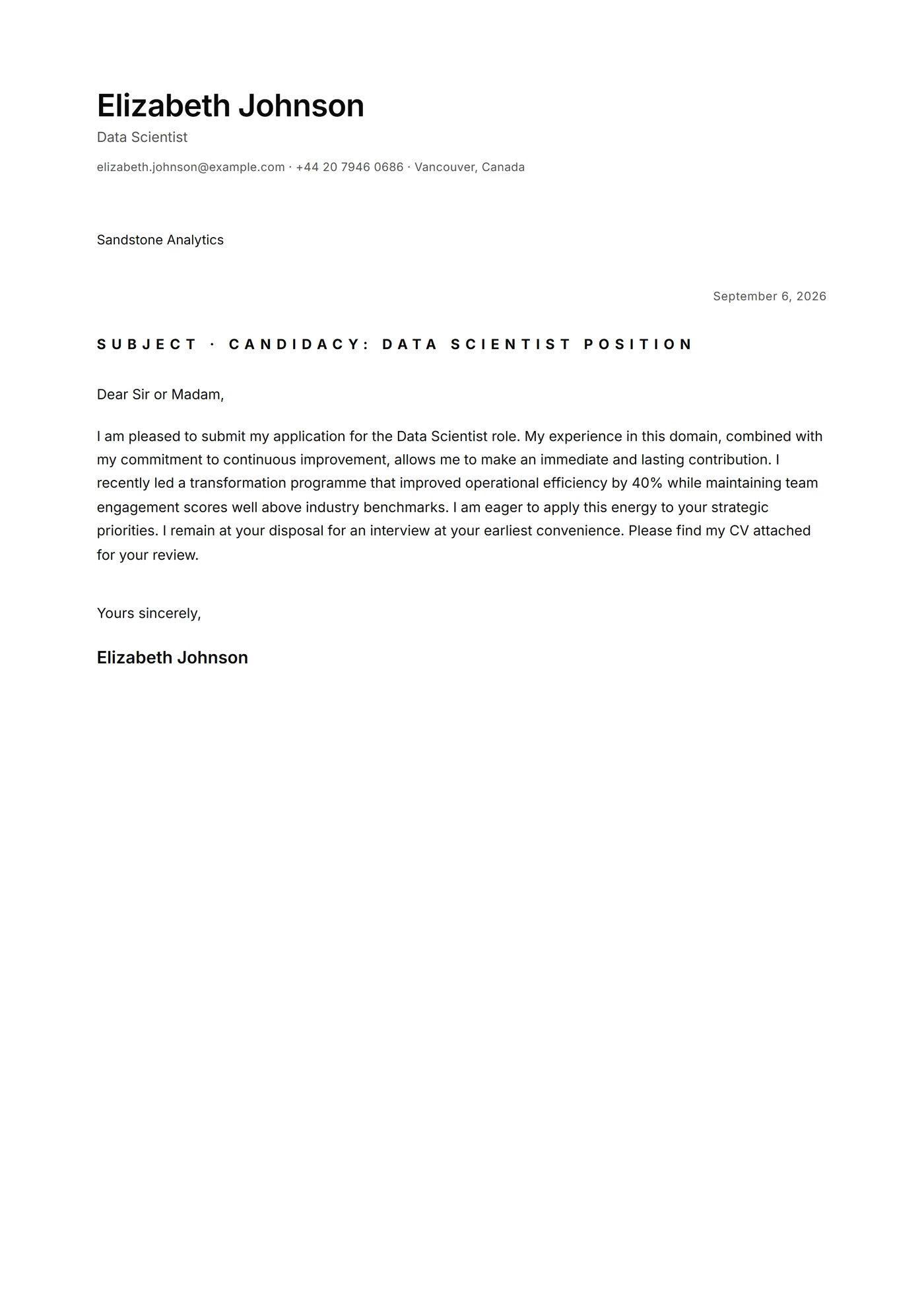 Minimal microtipografia — Modelli di lettera di presentazione