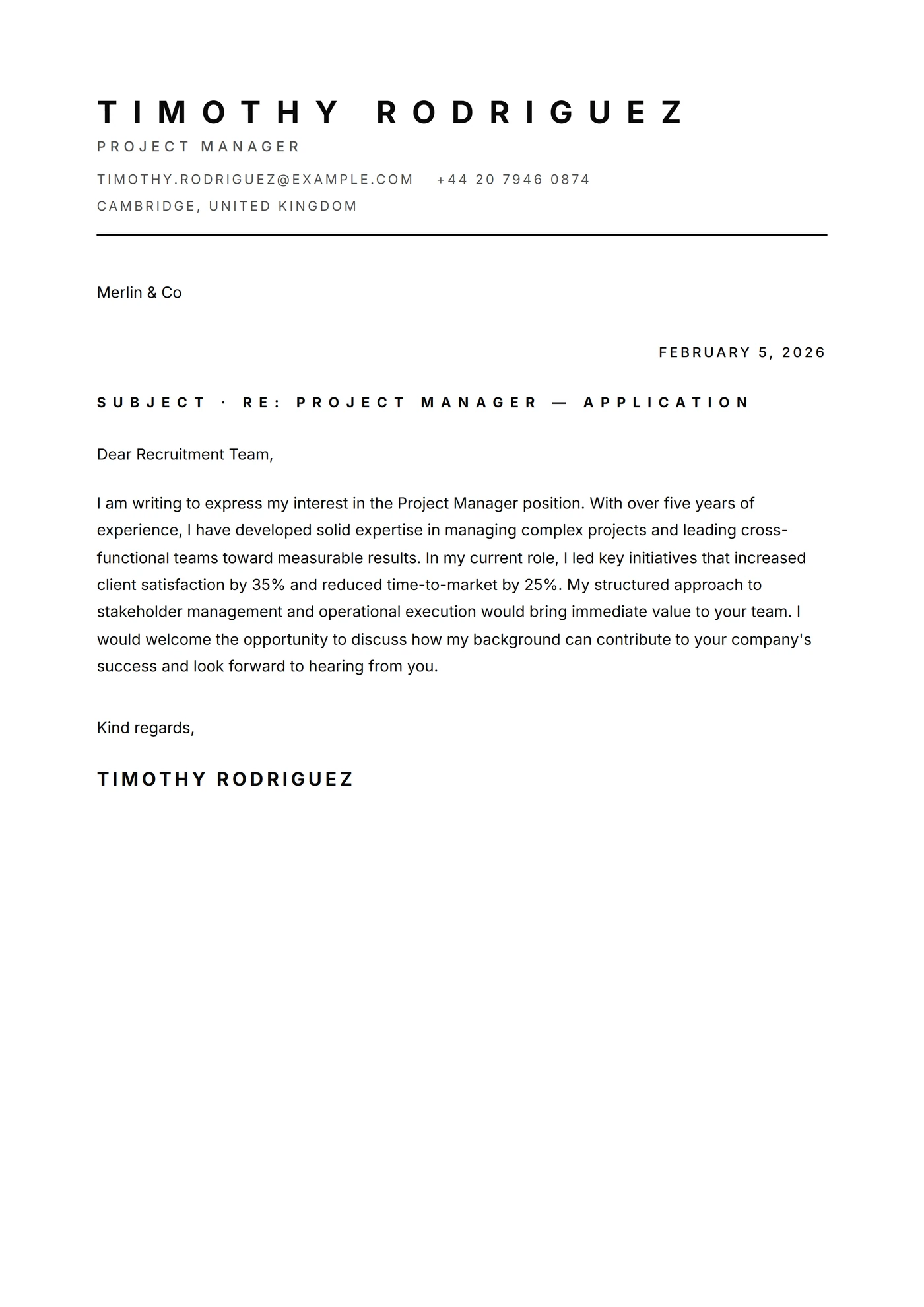 Minimal maiuscole — Modelli di lettera di presentazione
