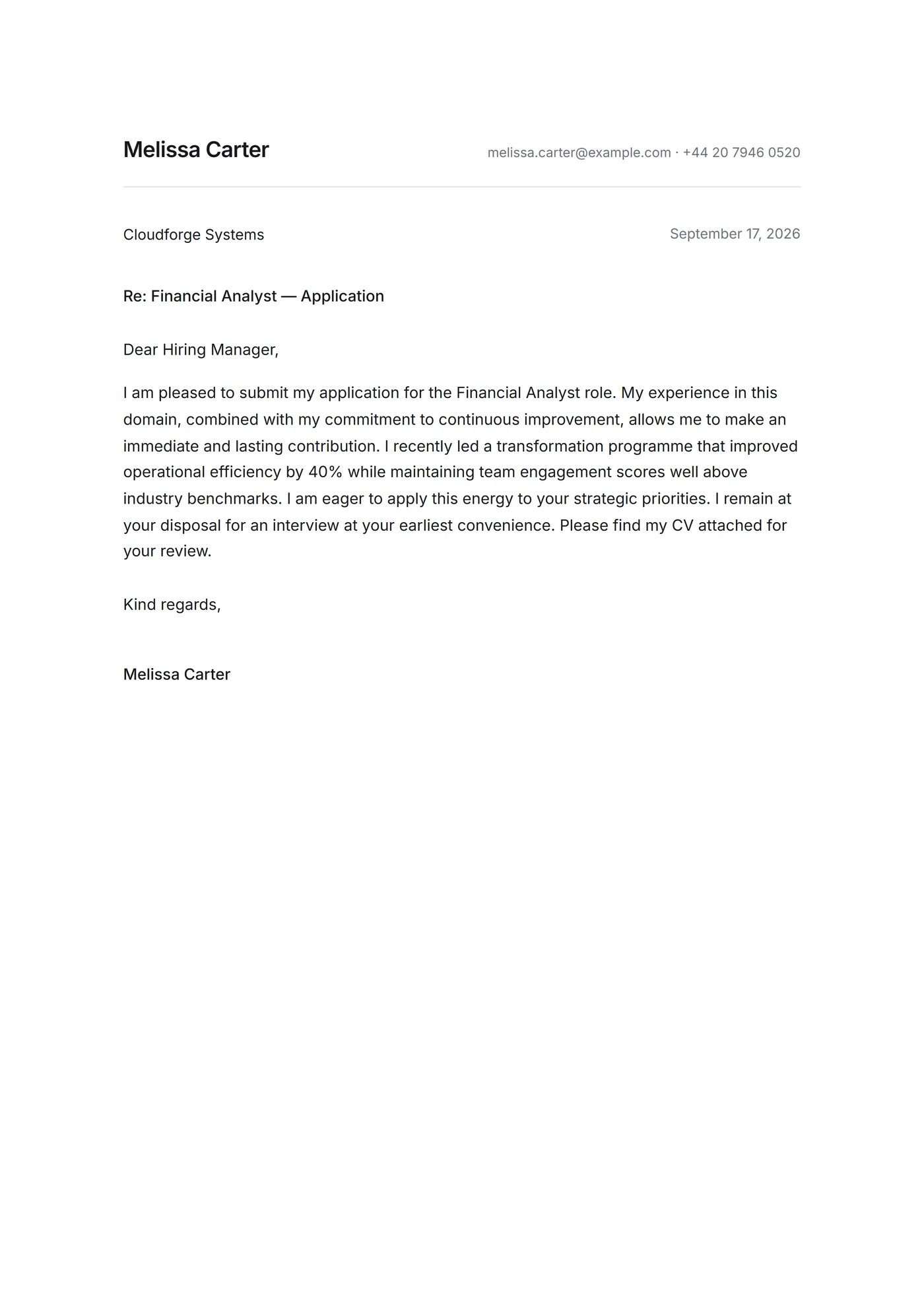 Minimalist — Cover letter templates