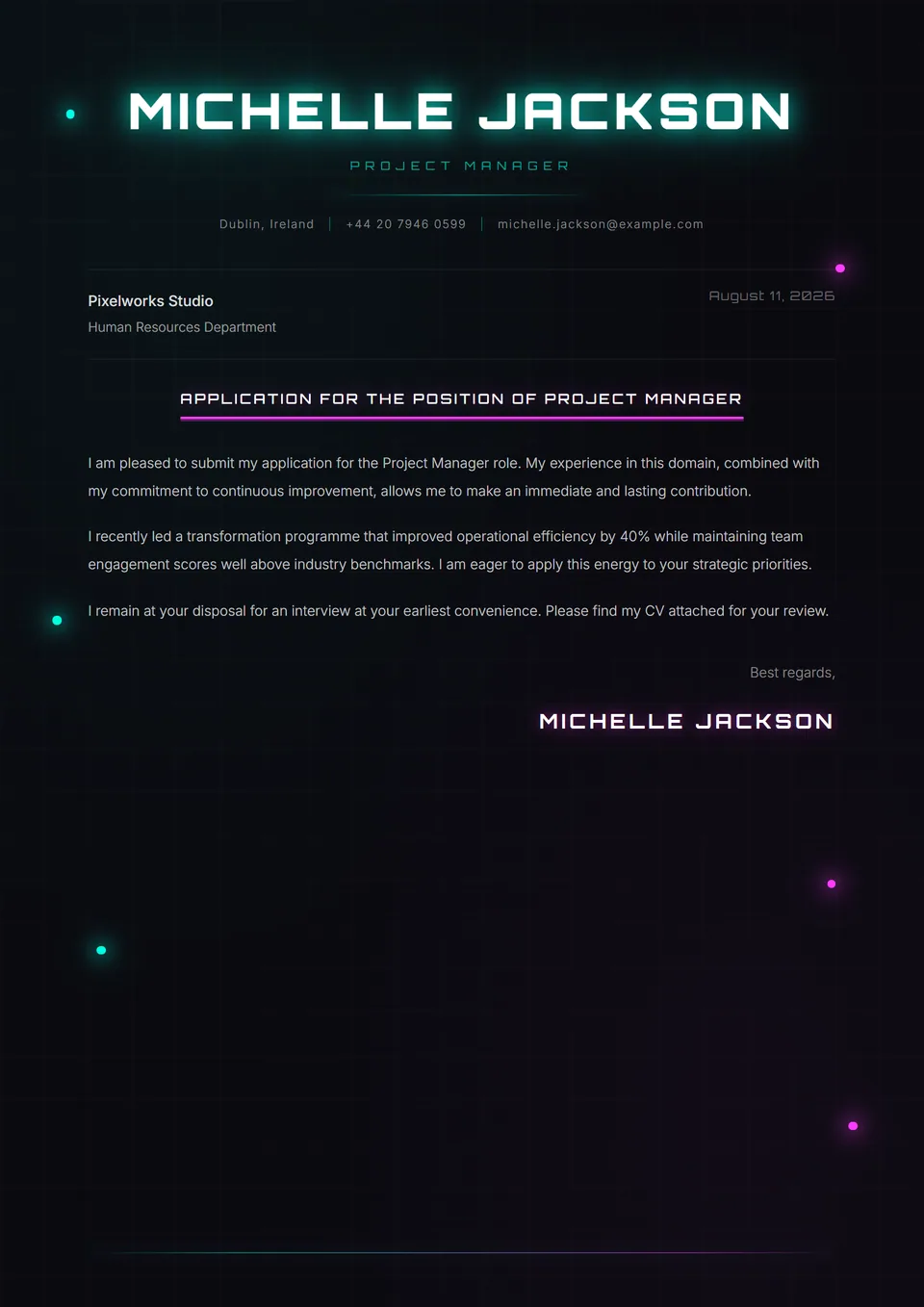 Neonleuchten — Anschreiben-Vorlagen