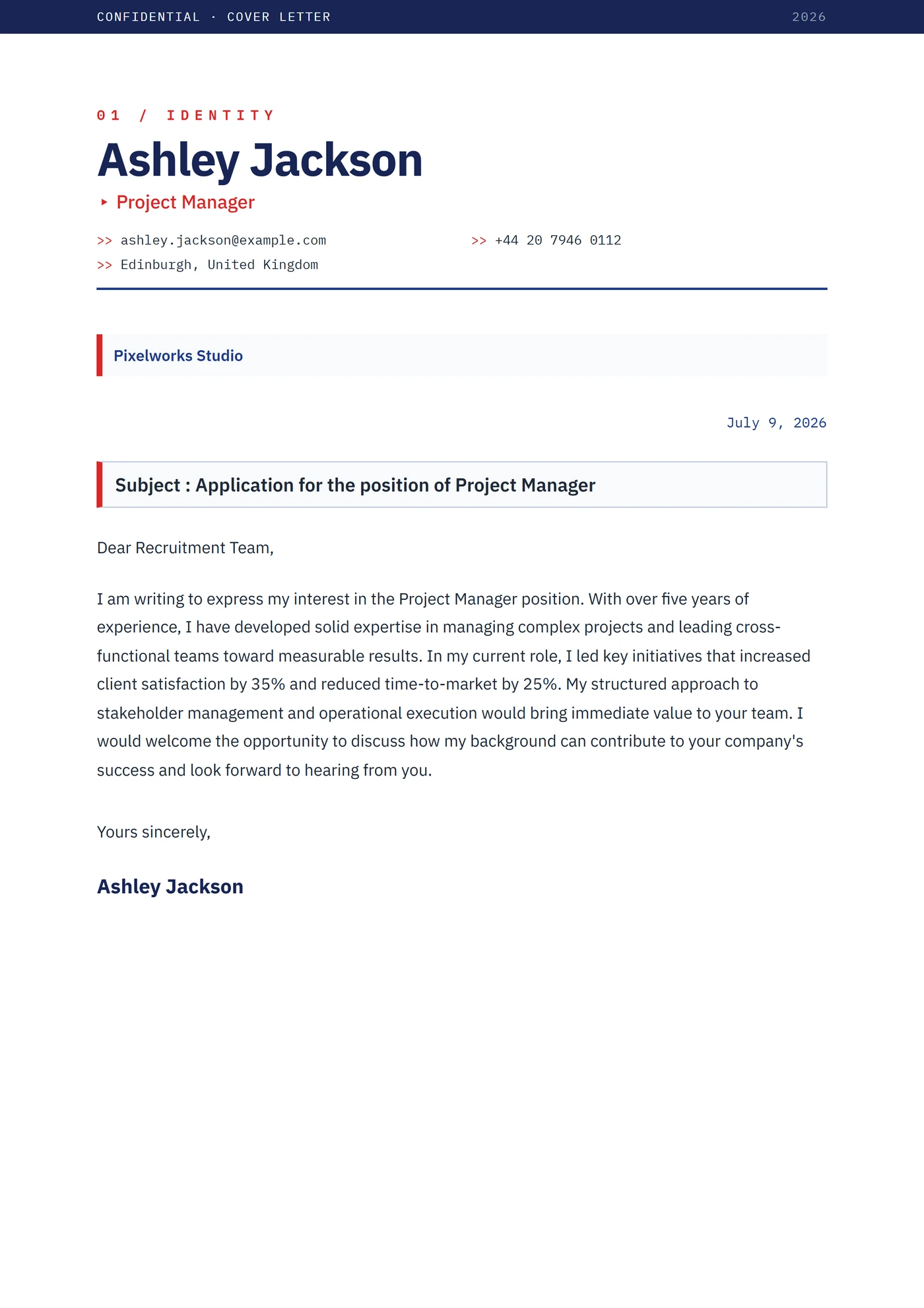 Pitch di consulenza — Modelli di lettera di presentazione