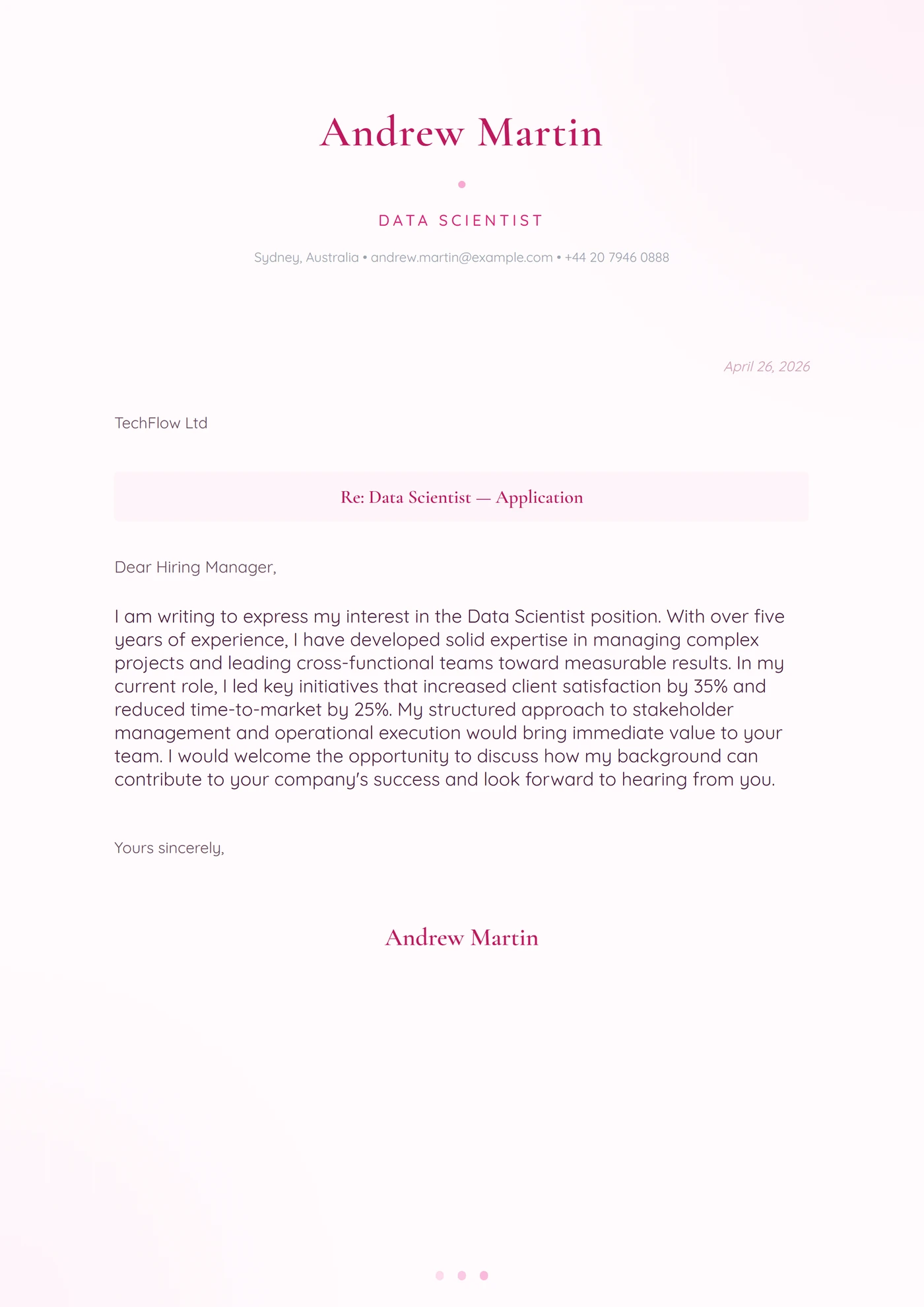 Quarzo rosa — Modelli di lettera di presentazione
