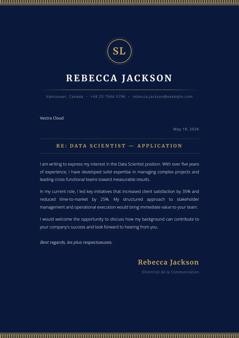 Marinha Real — Modelos de carta de apresentação