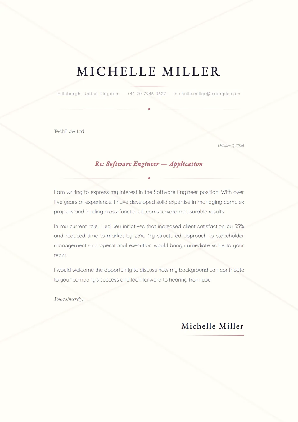 Fio de Seda — Modelos de carta de apresentação