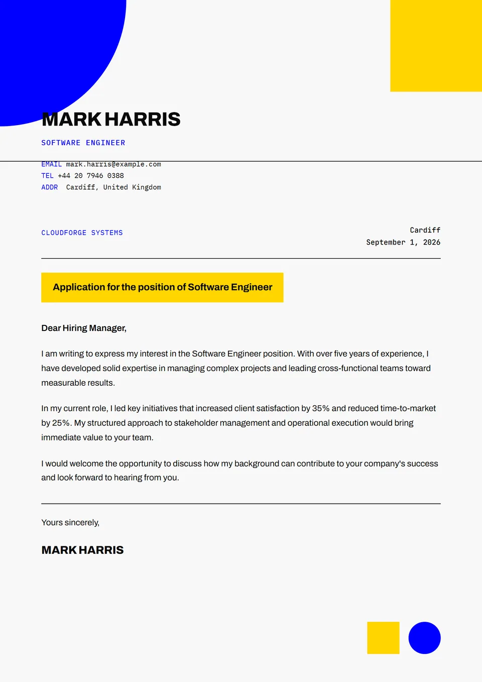 Bauhaus-Linien — Anschreiben-Vorlagen