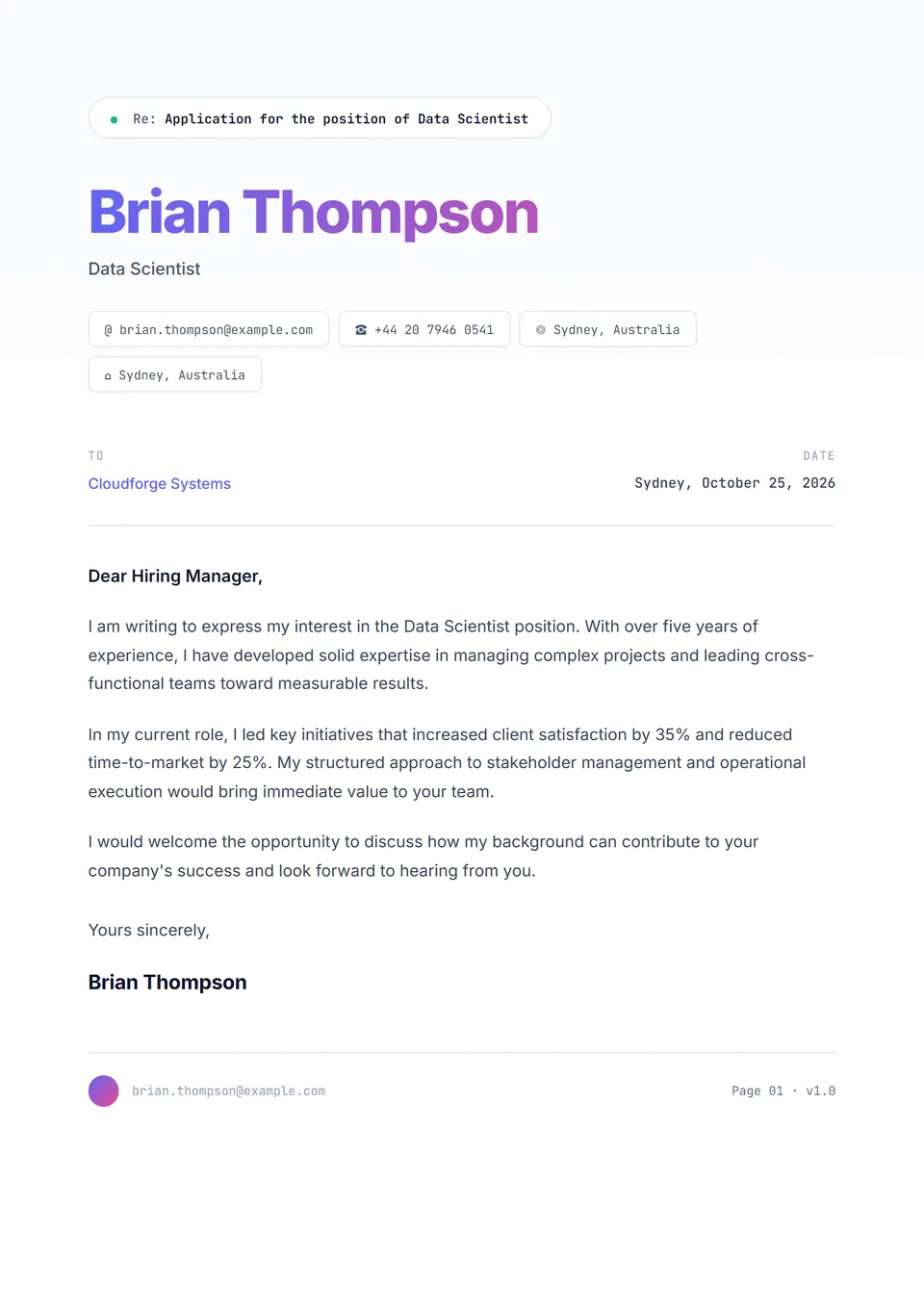 Startup-Pitch — Anschreiben-Vorlagen