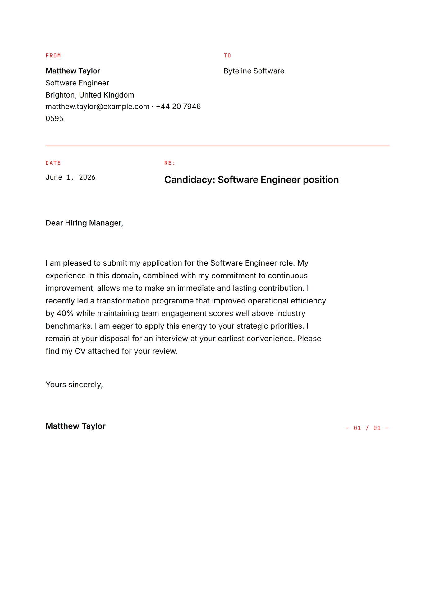 Tech Swiss Grid — Cover letter templates