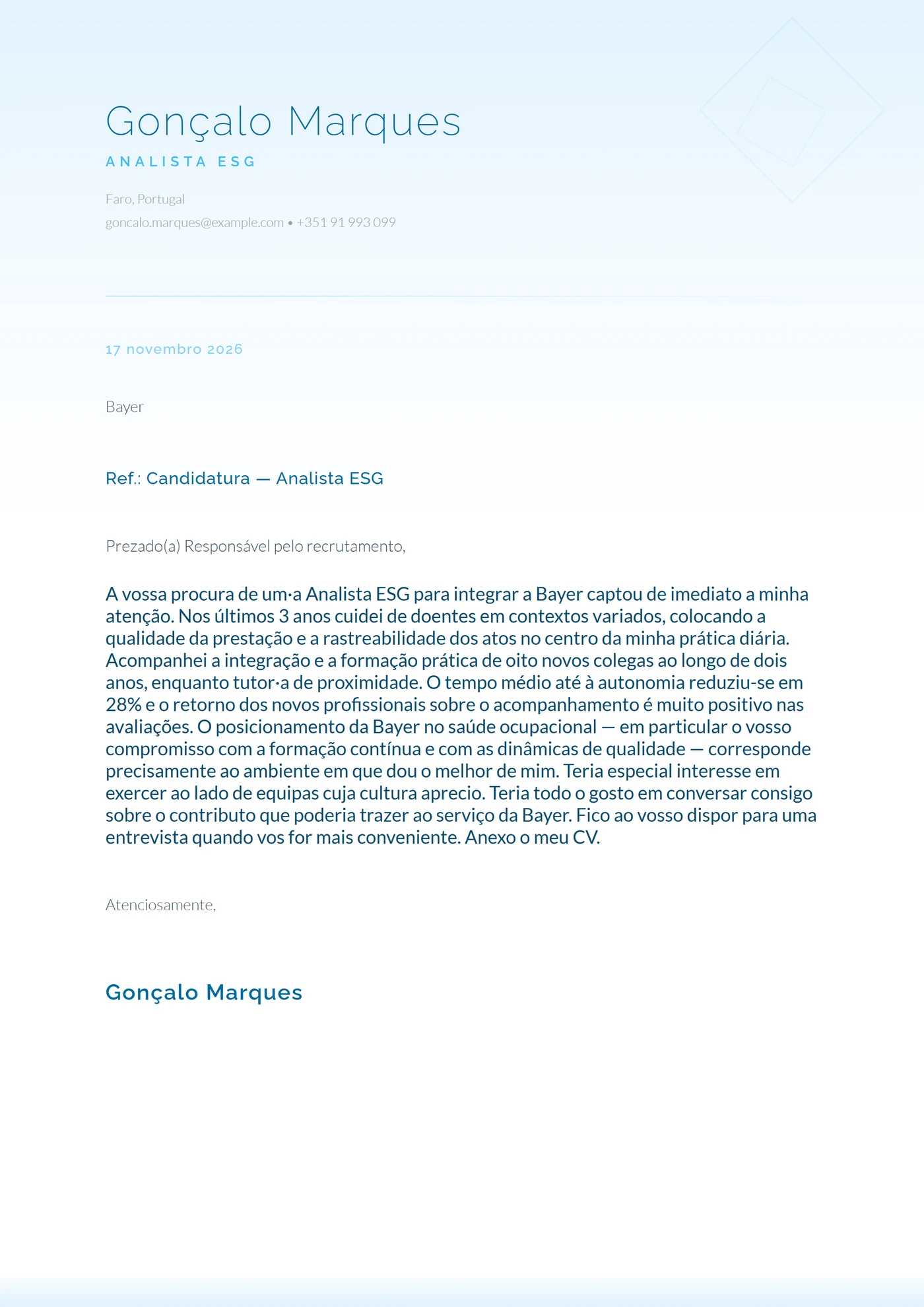 Gelo ártico — Modelos de carta de apresentação