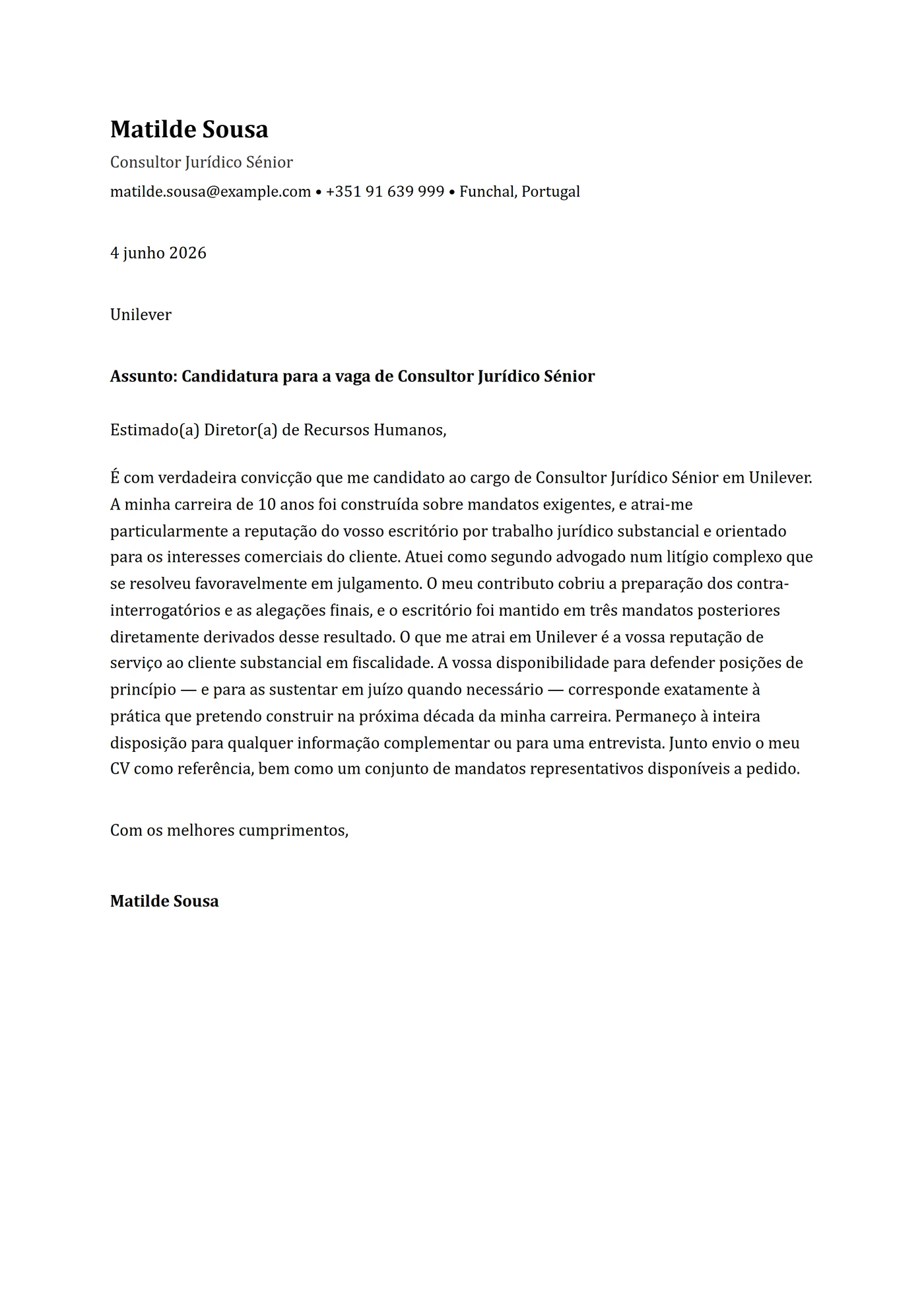ATS Cambria — Modelos de carta de apresentação