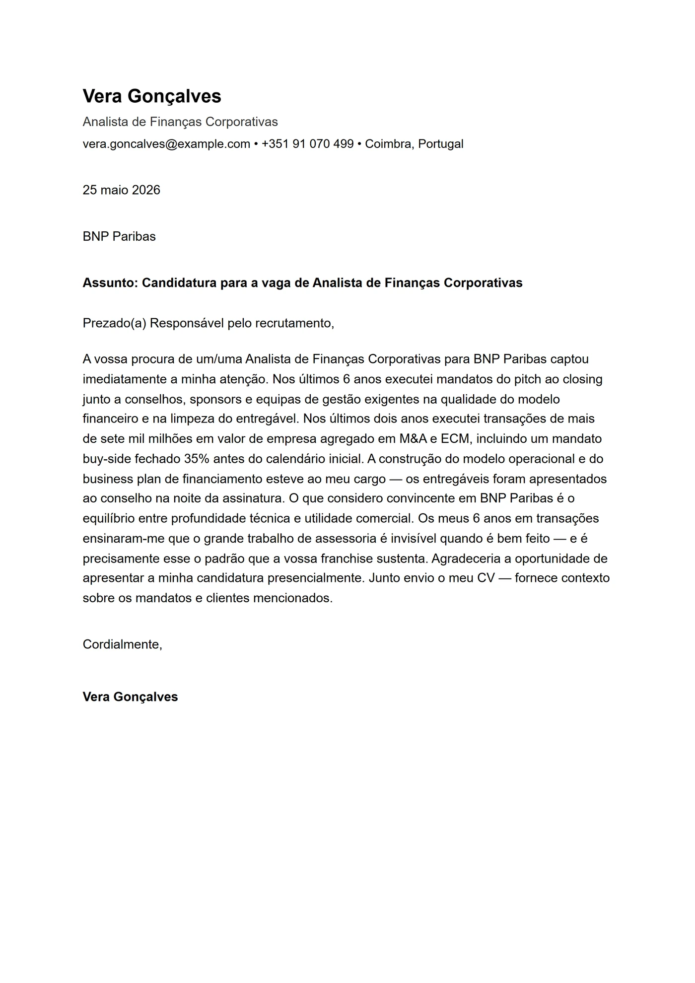 ATS Helvetica — Modelos de carta de apresentação