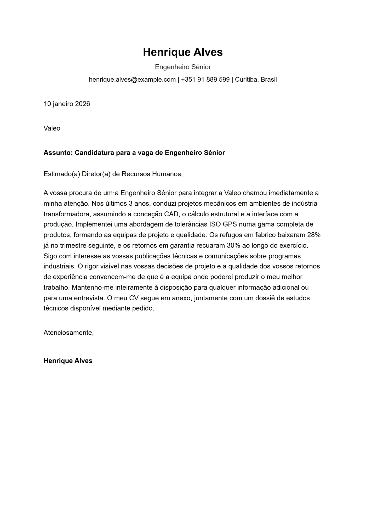 ATS contacto em barra — Modelos de carta de apresentação