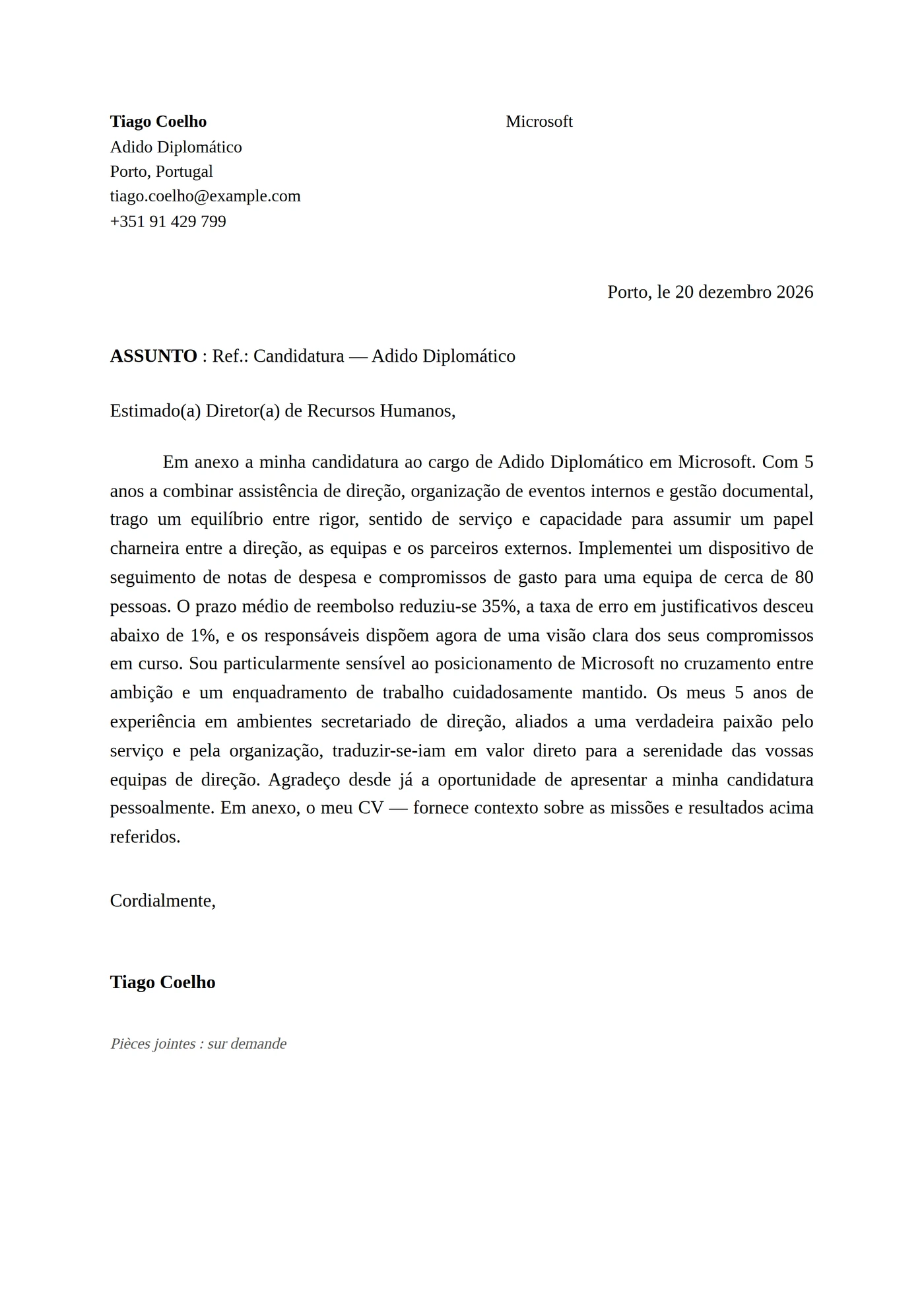 Função Pública — Modelos de carta de apresentação