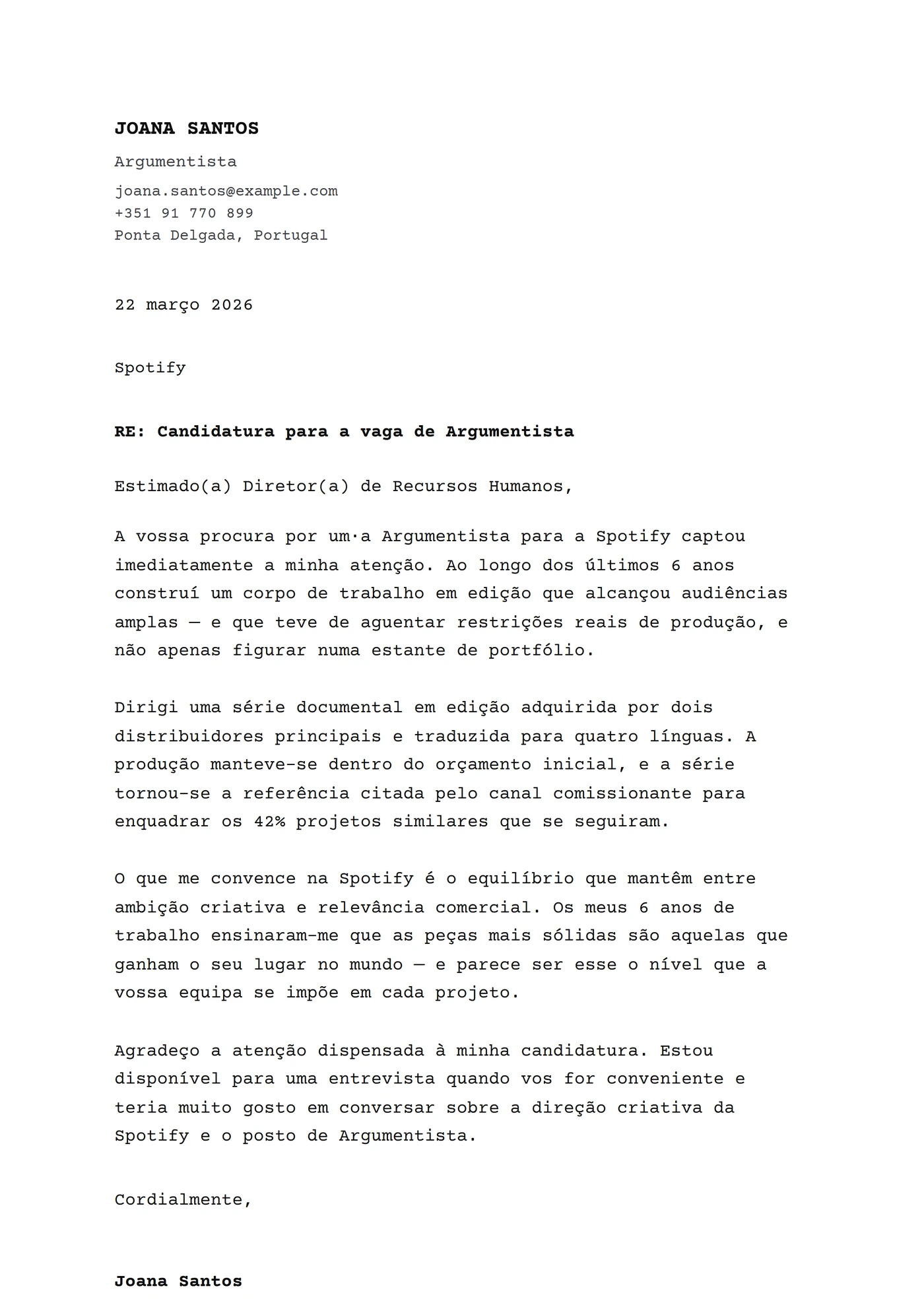 Clássica Courier — Modelos de carta de apresentação