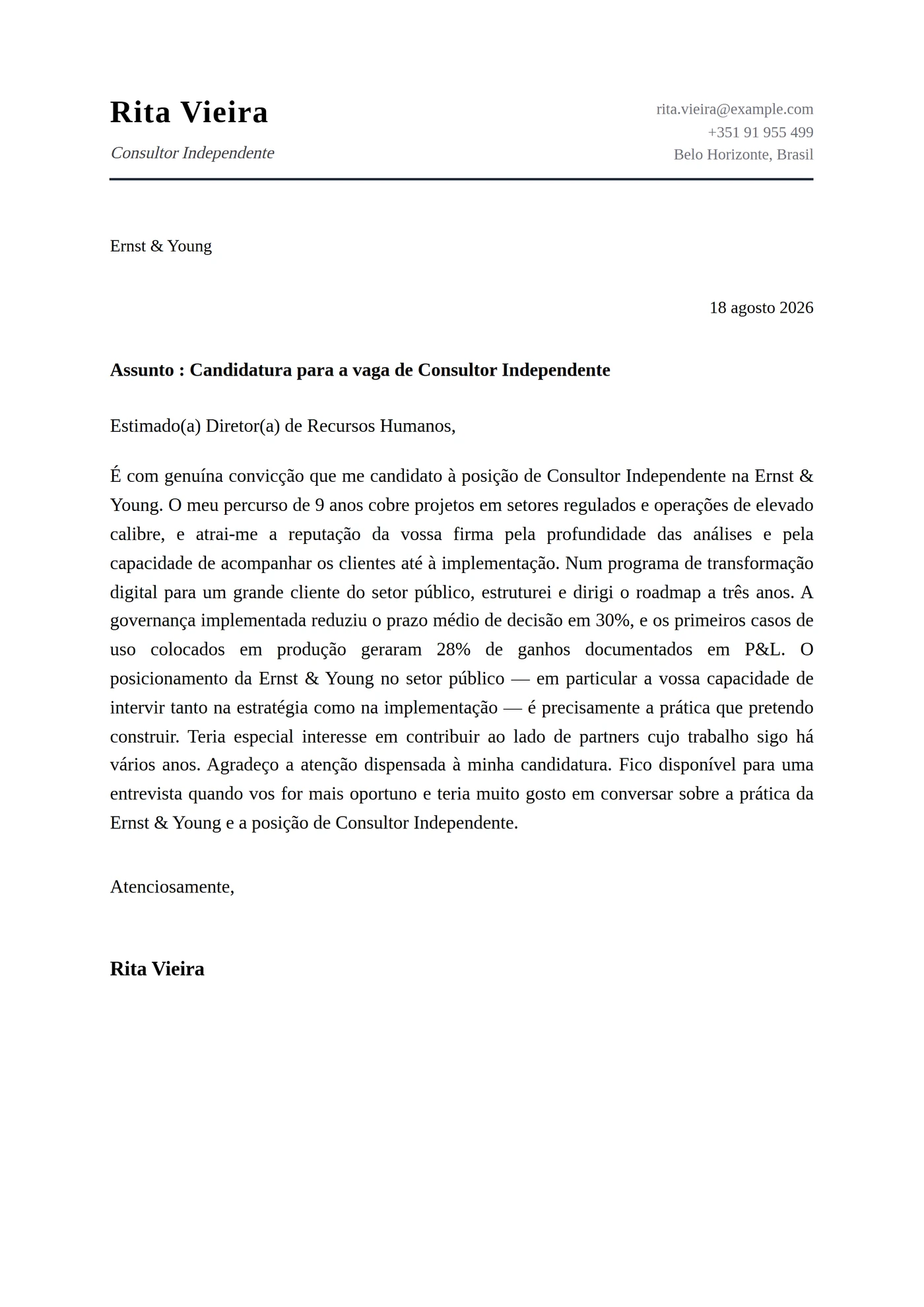Papel Timbrado Clássico — Modelos de carta de apresentação