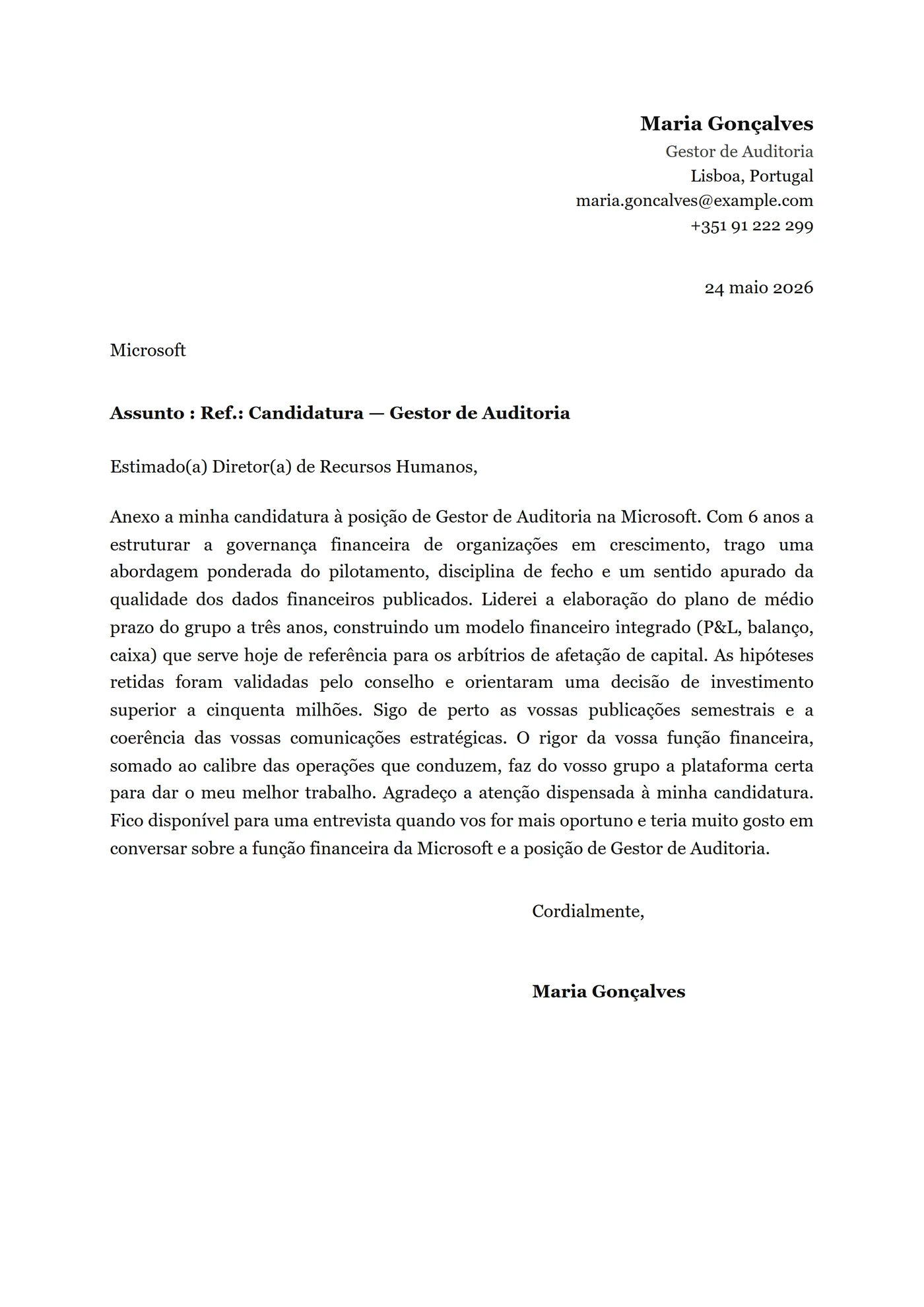 Bloco Modificado — Modelos de carta de apresentação