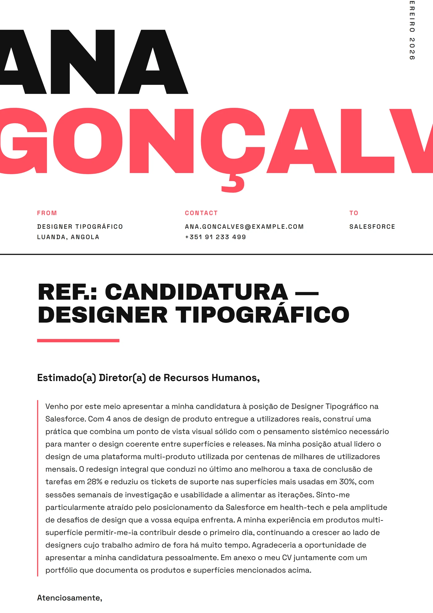 Tipografia rotunda — Modelos de carta de apresentação