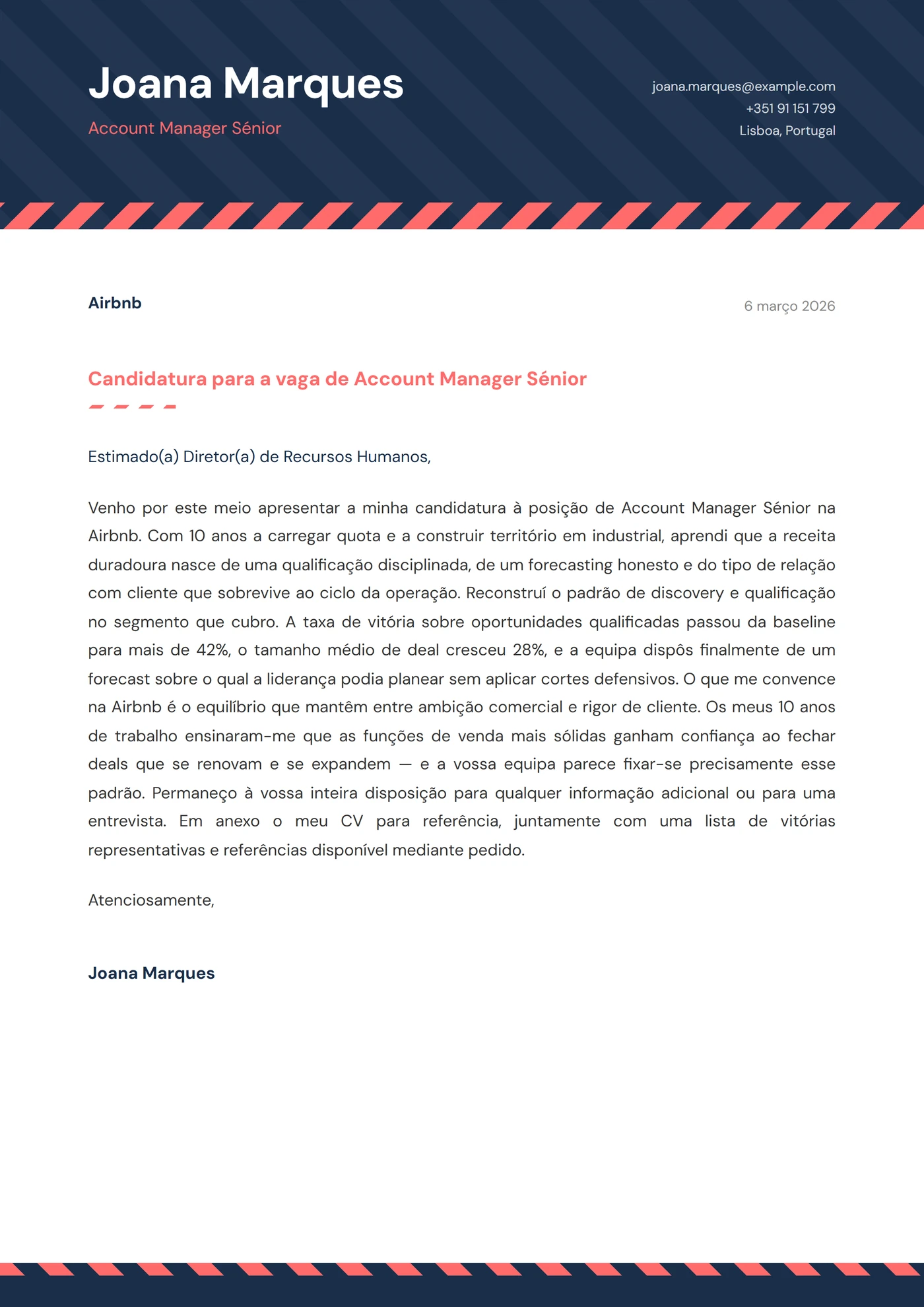 Faixas Diagonais — Modelos de carta de apresentação