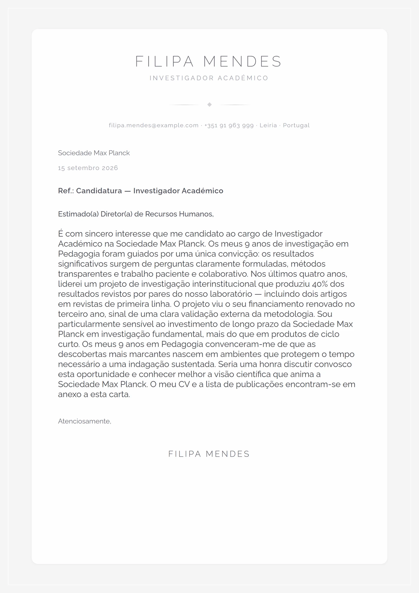 Branco geada — Modelos de carta de apresentação