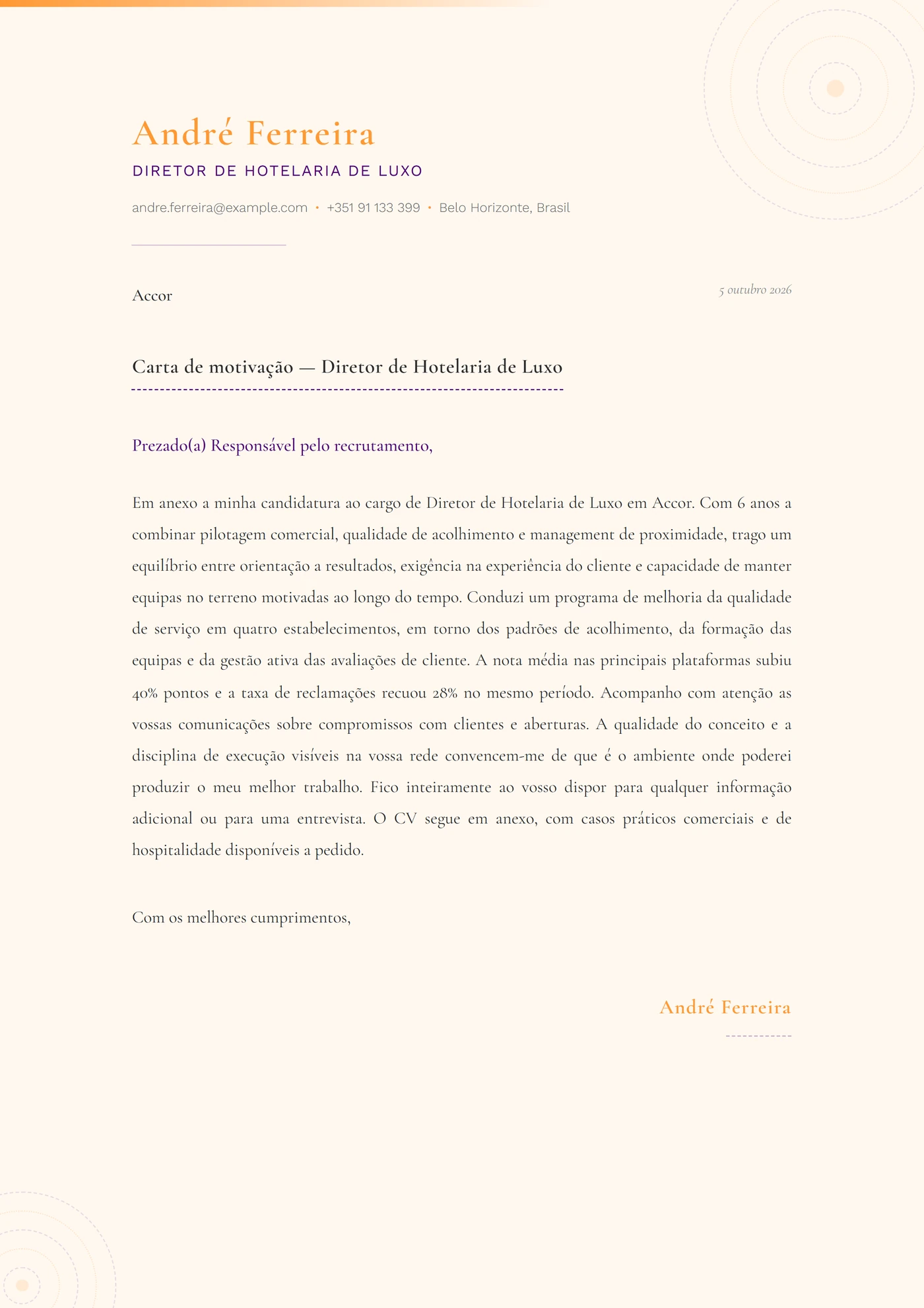 Mandala indiana — Modelos de carta de apresentação