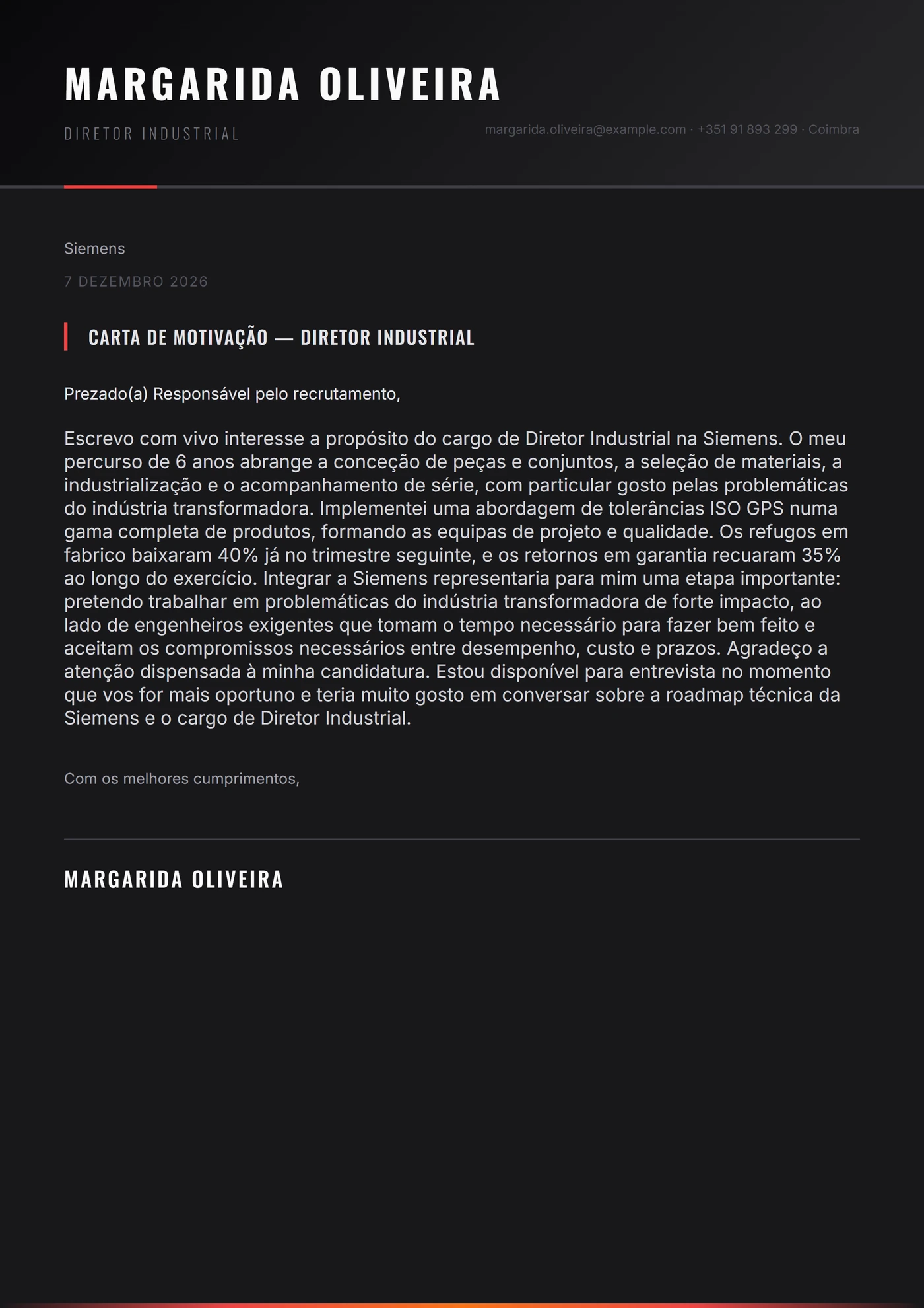 Forja de Ferro — Modelos de carta de apresentação