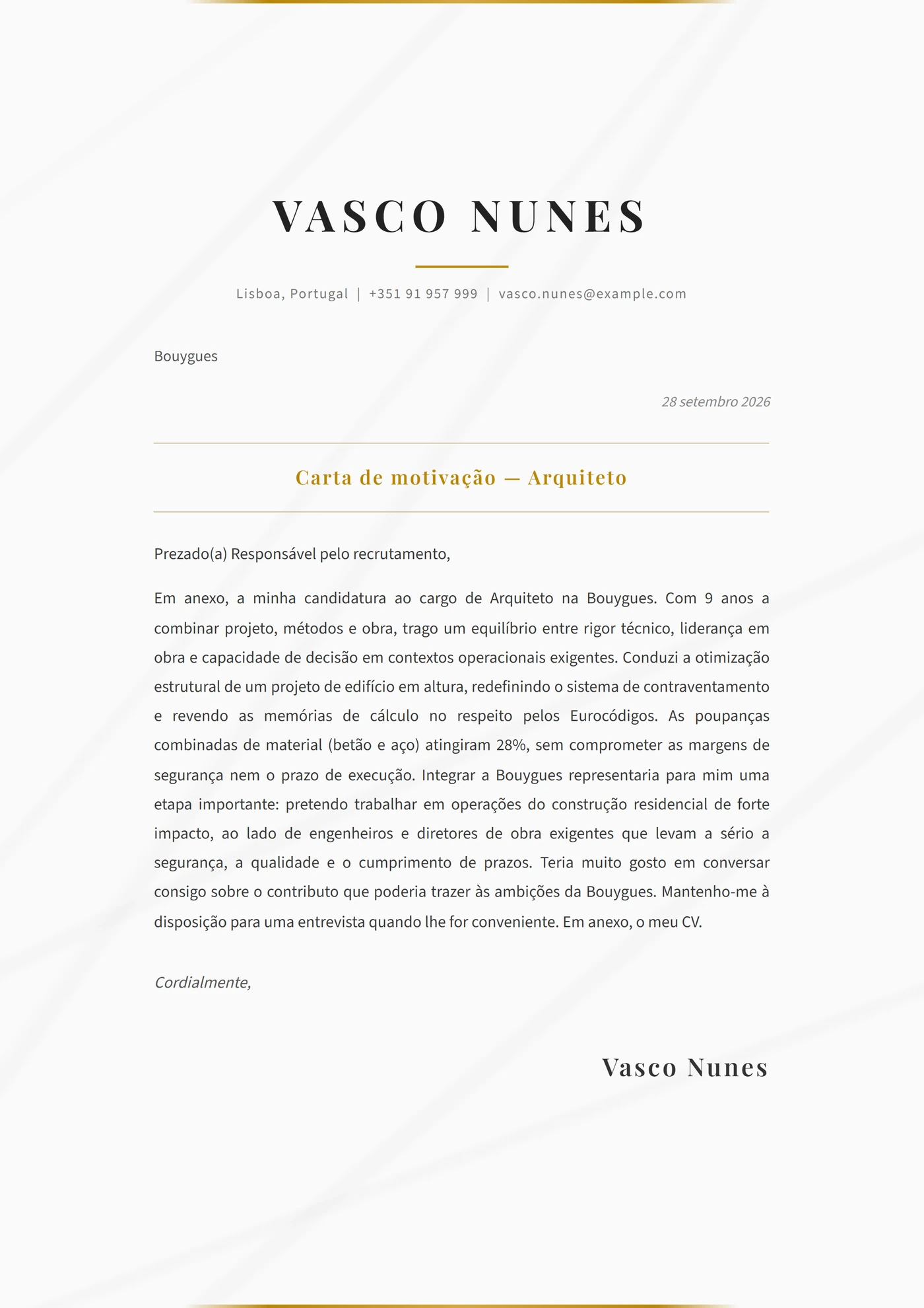 Pedra de mármore — Modelos de carta de apresentação