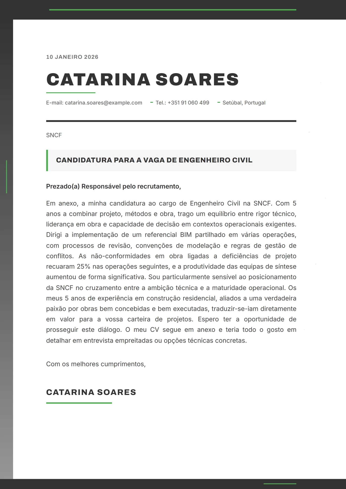 Granito de montanha — Modelos de carta de apresentação