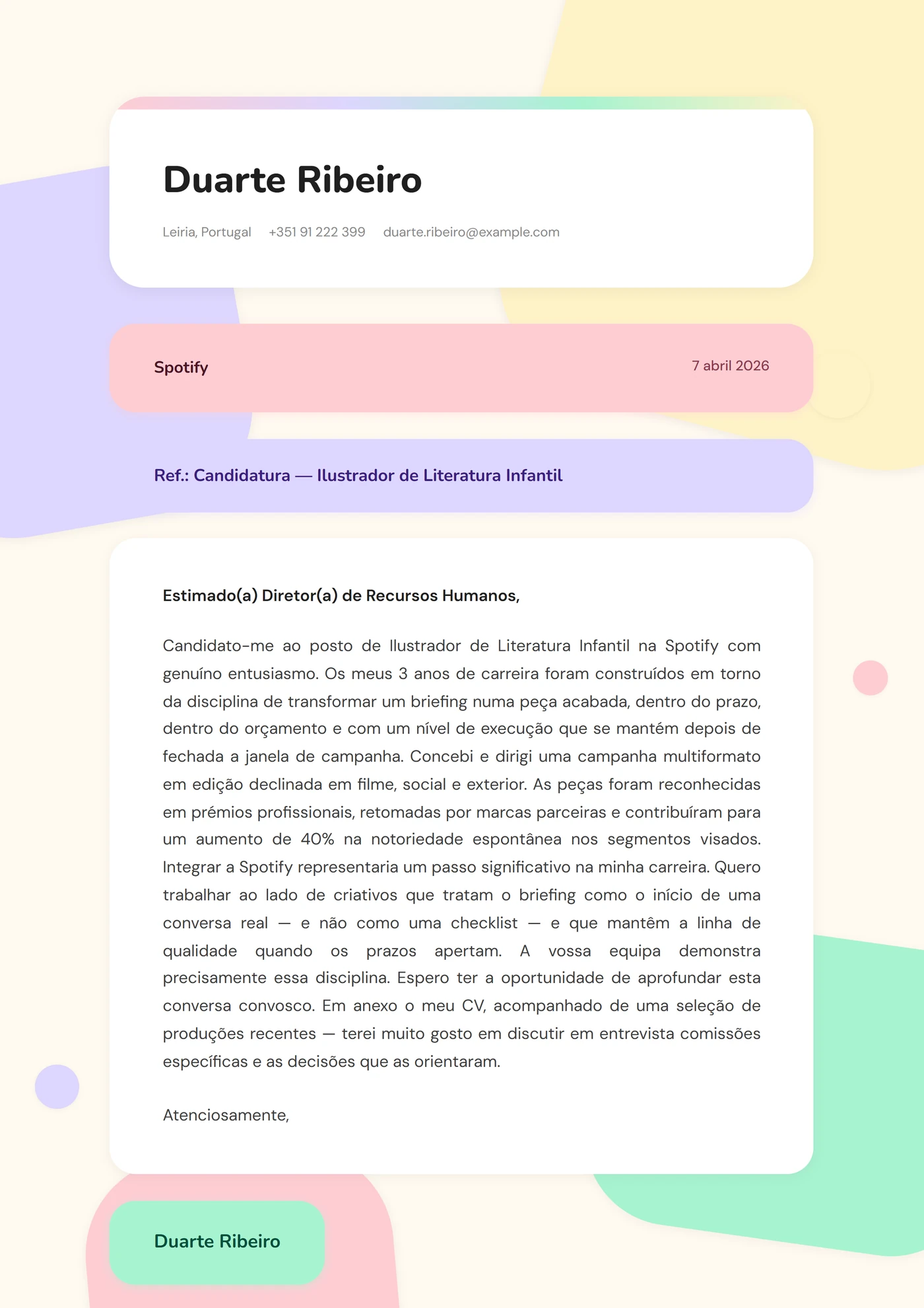 Recorte em camadas — Modelos de carta de apresentação