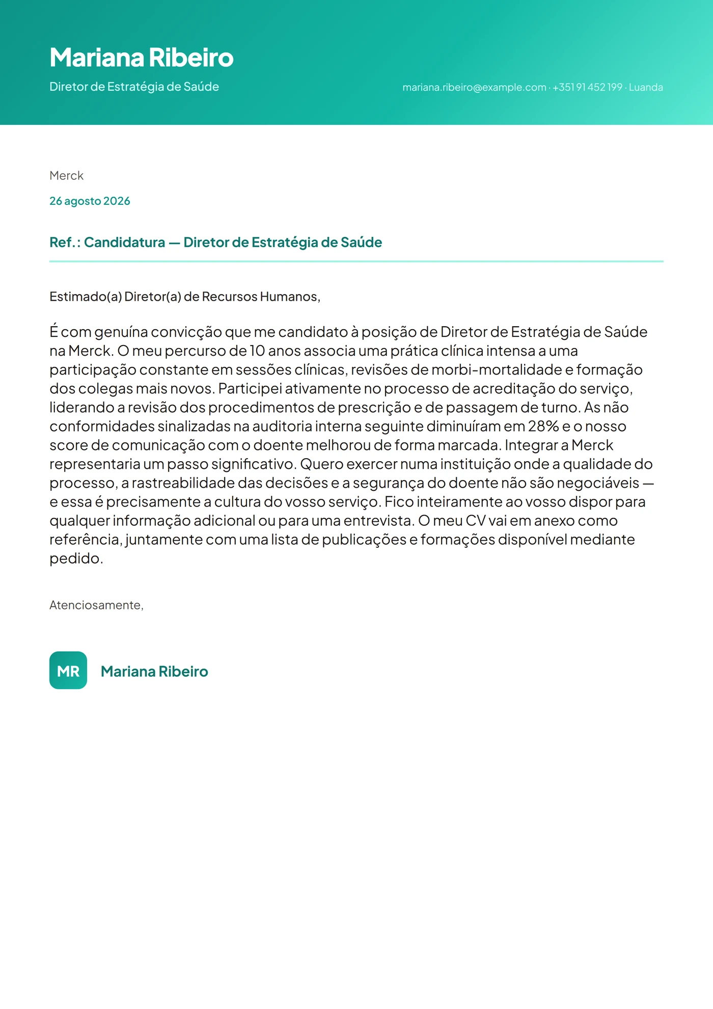 Horizonte Petróleo — Modelos de carta de apresentação