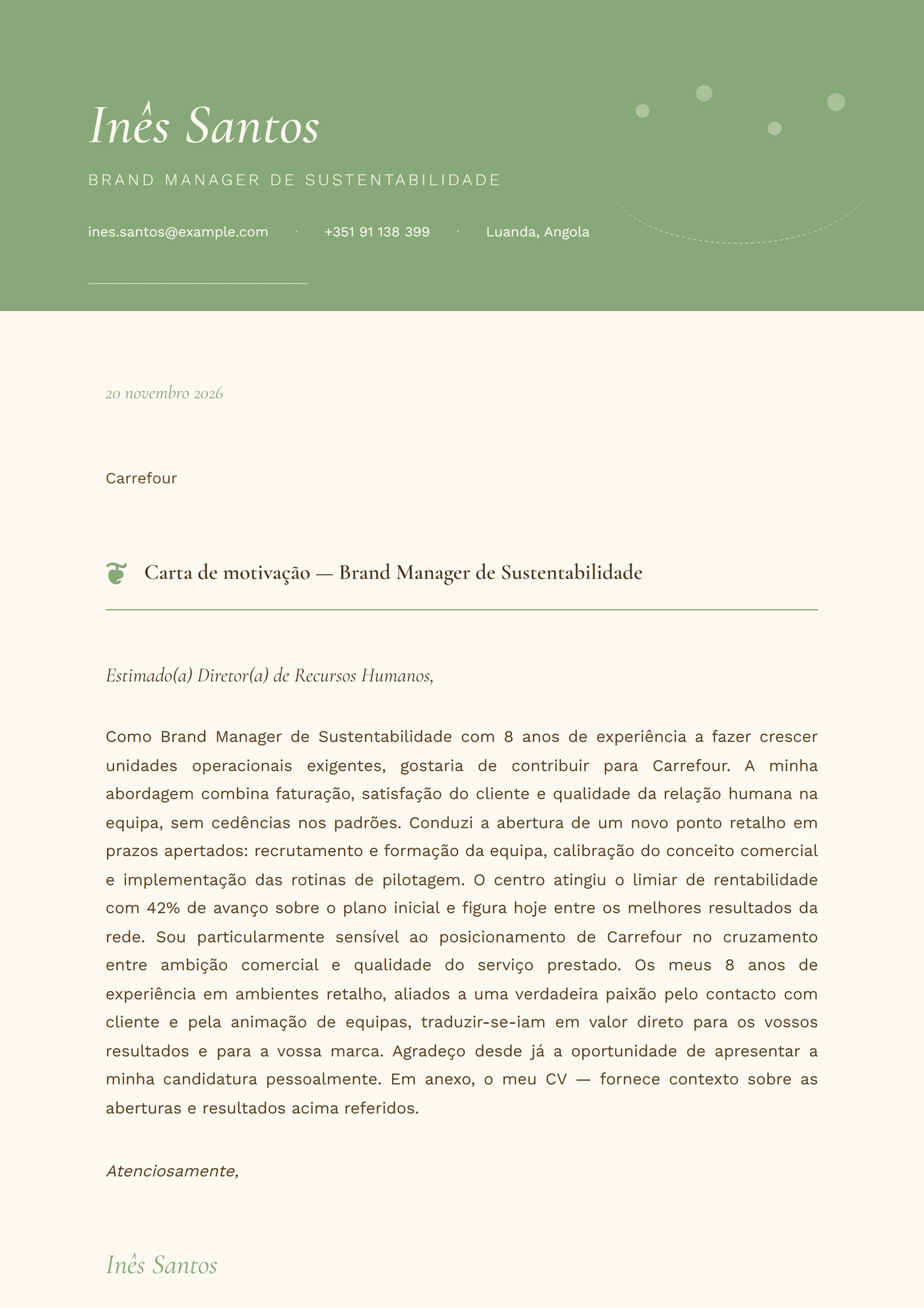 Jardim de Salva — Modelos de carta de apresentação