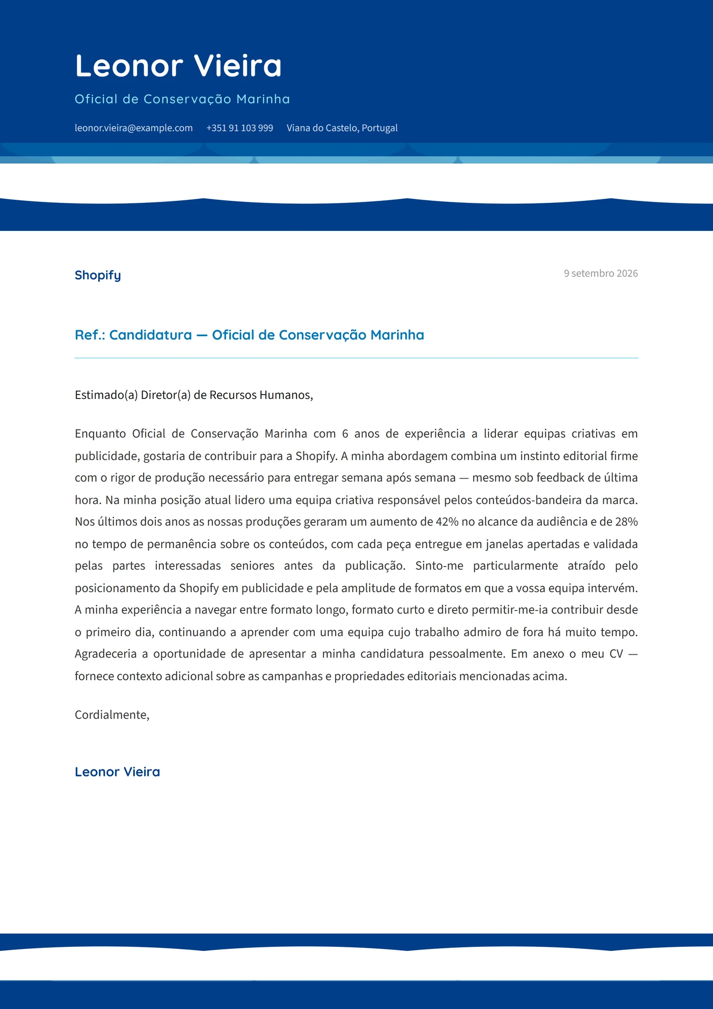 Padrão de ondas — Modelos de carta de apresentação