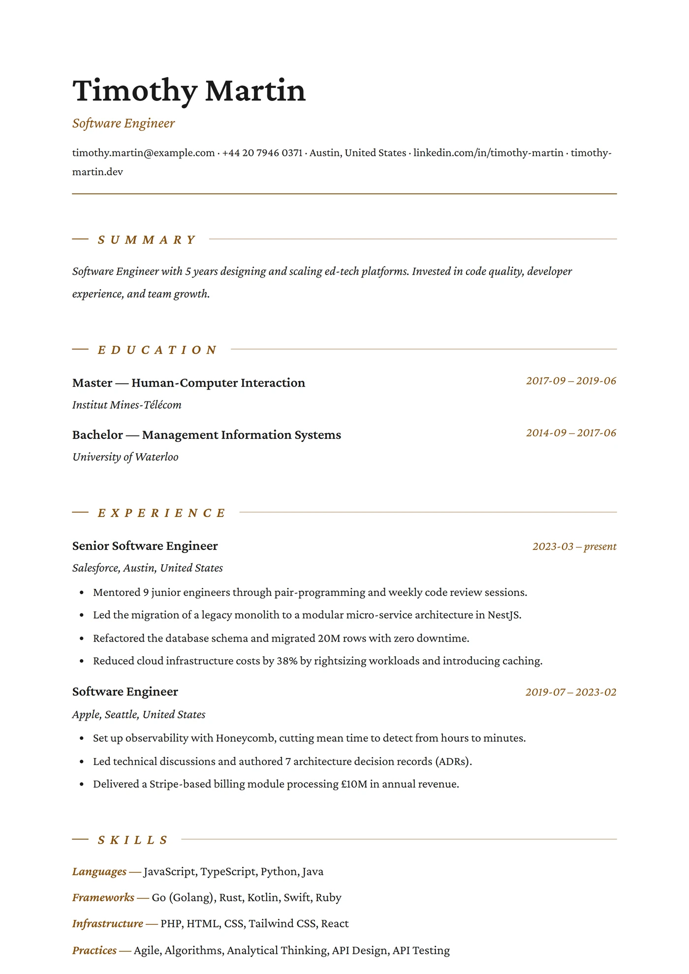 Anthropologie — Modèles de CV
