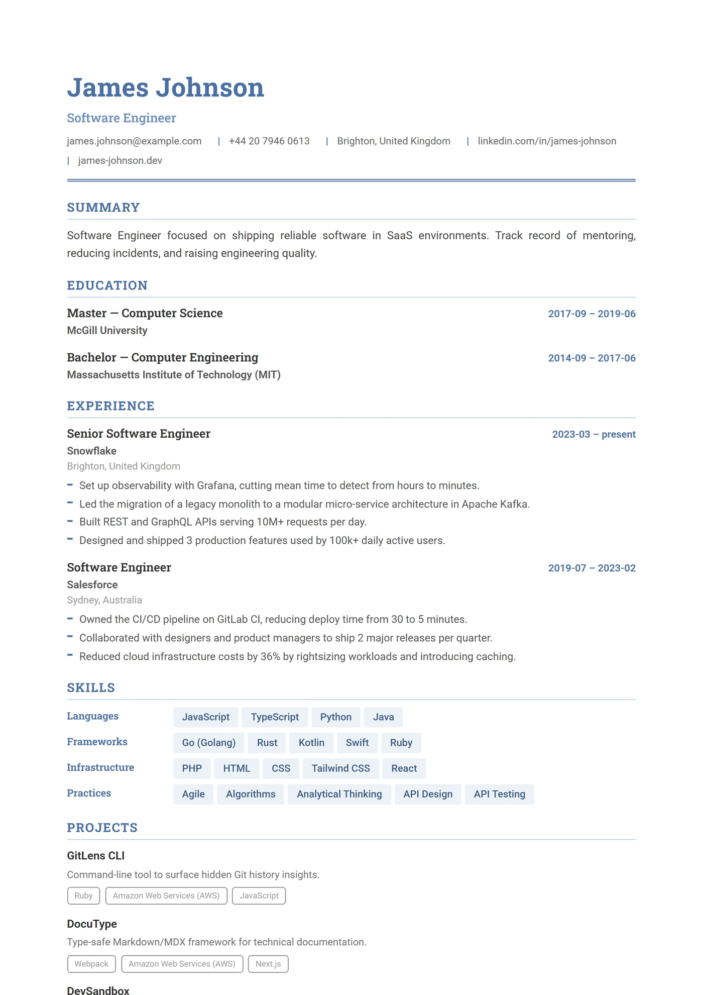 Engineering — Modelli di CV