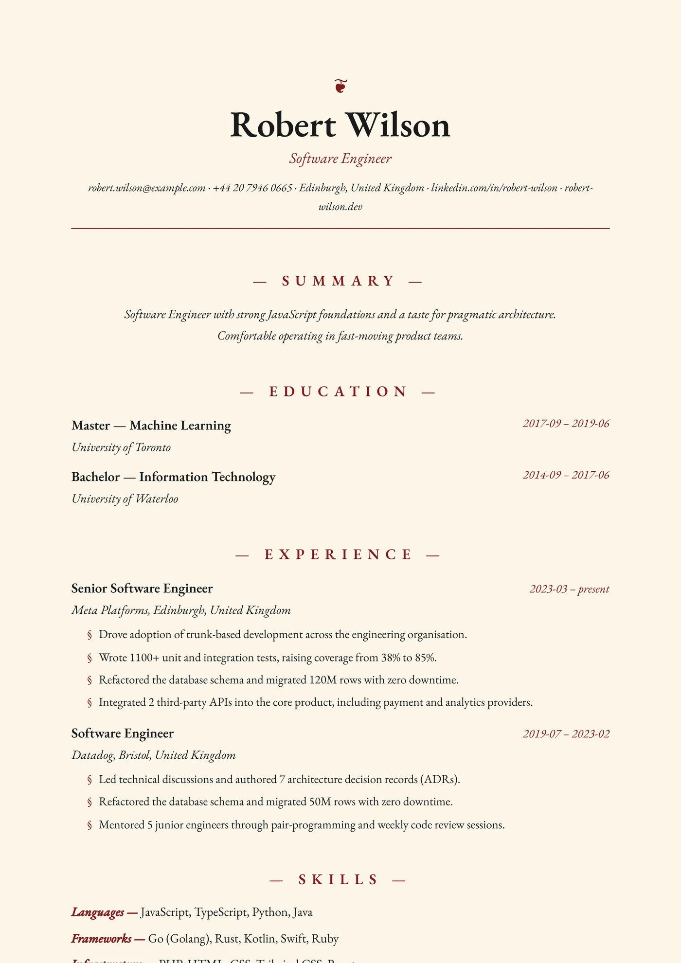 Histoire — Modèles de CV