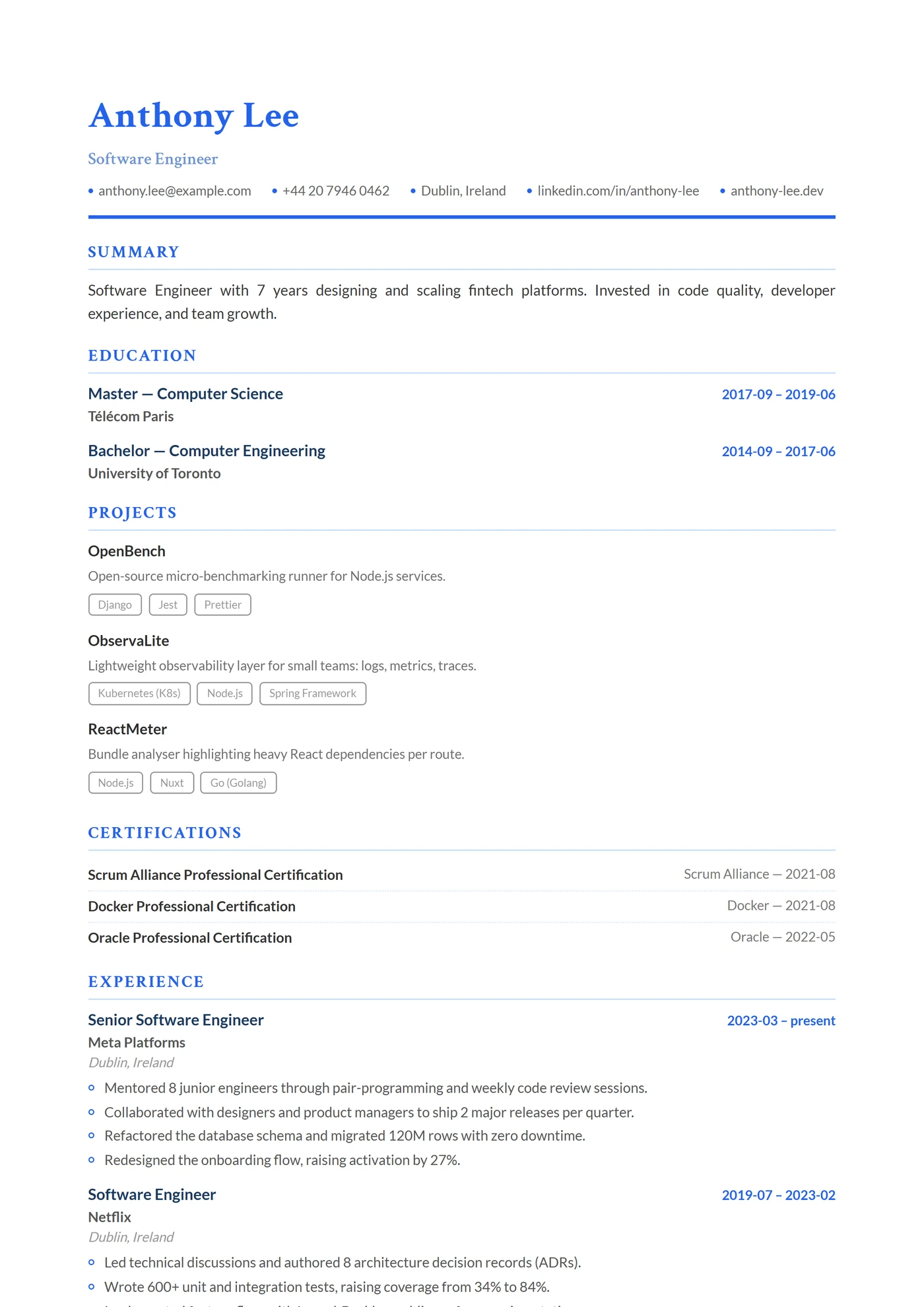 Médecine & Sciences de la santé — Modèles de CV