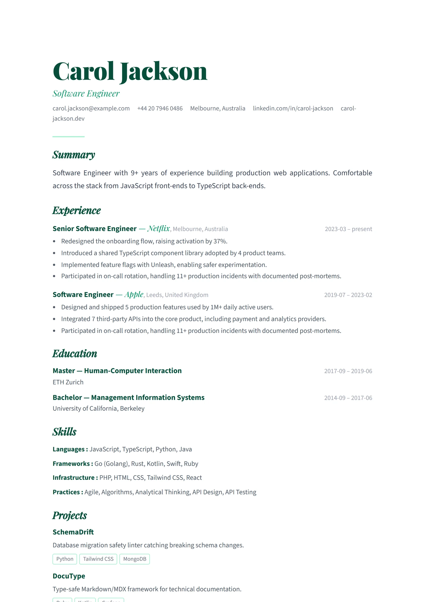 ATS Plume Créative — Modèles de CV