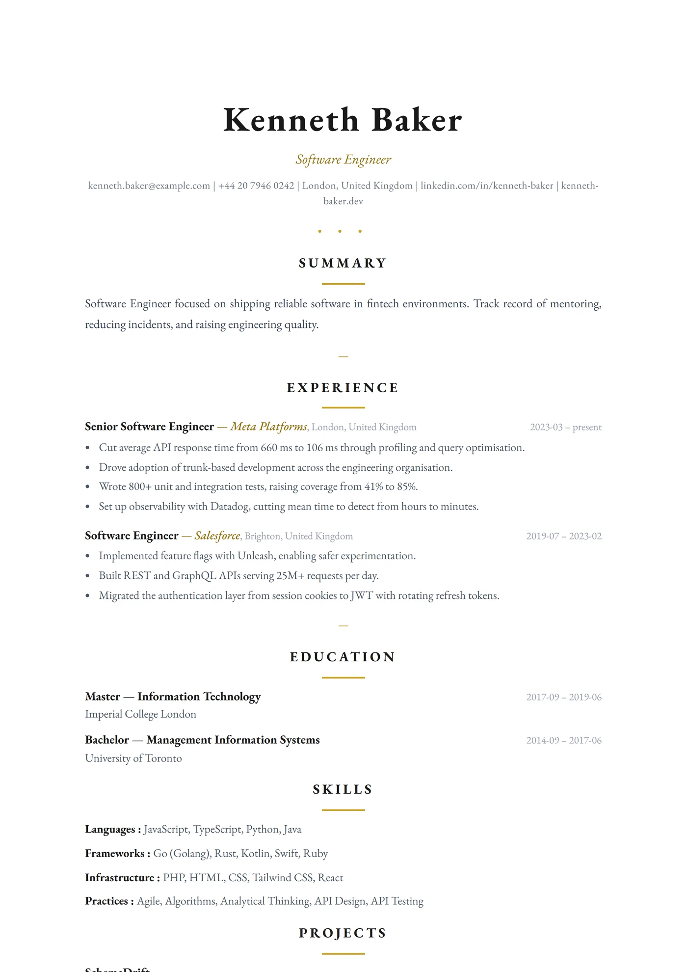 ATS Elegant Rules — Modelli di CV