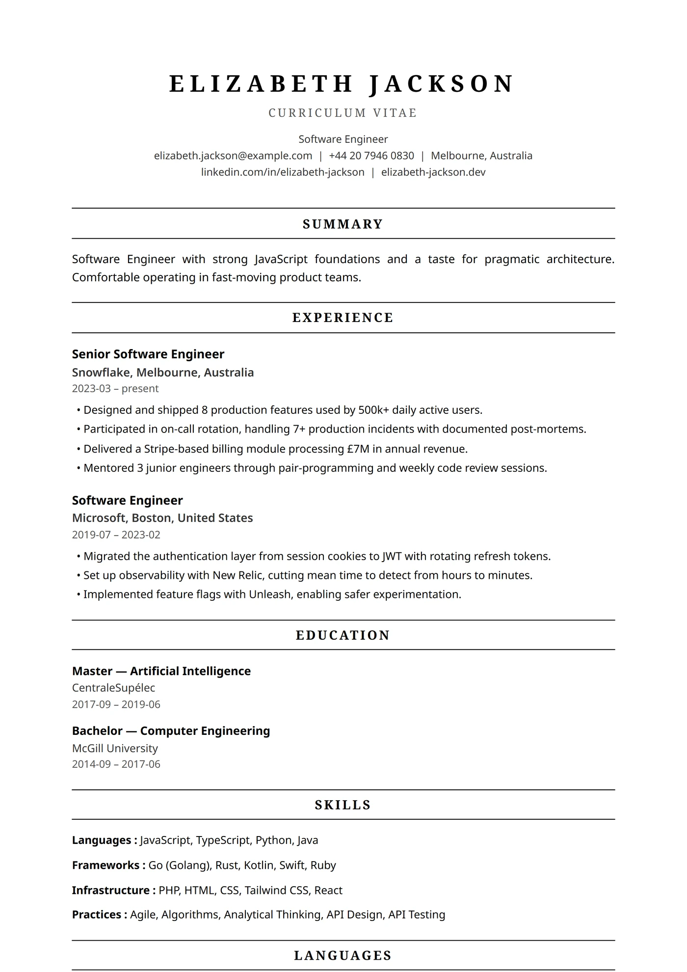 ATS Federal — CV templates