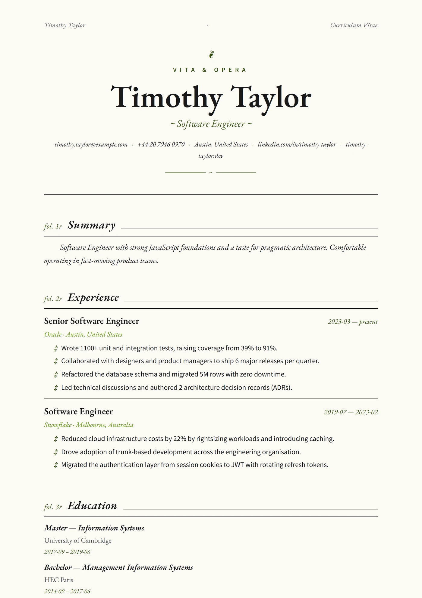 ATS Folio — Modèles de CV