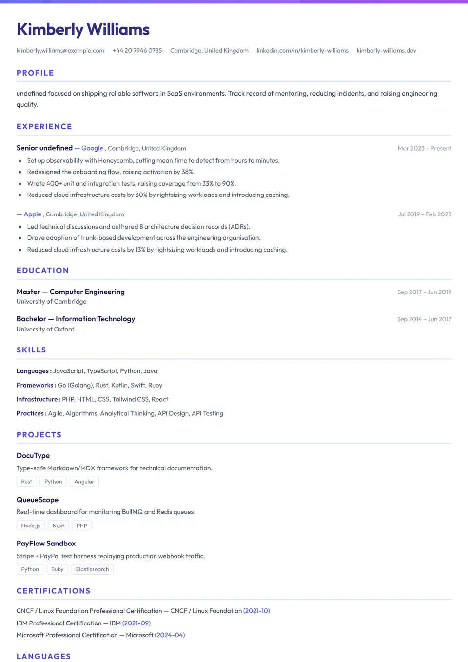 ATS Gradient Bar — CV templates