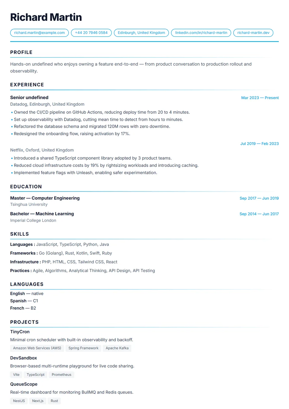 ATS Horizon — CV templates