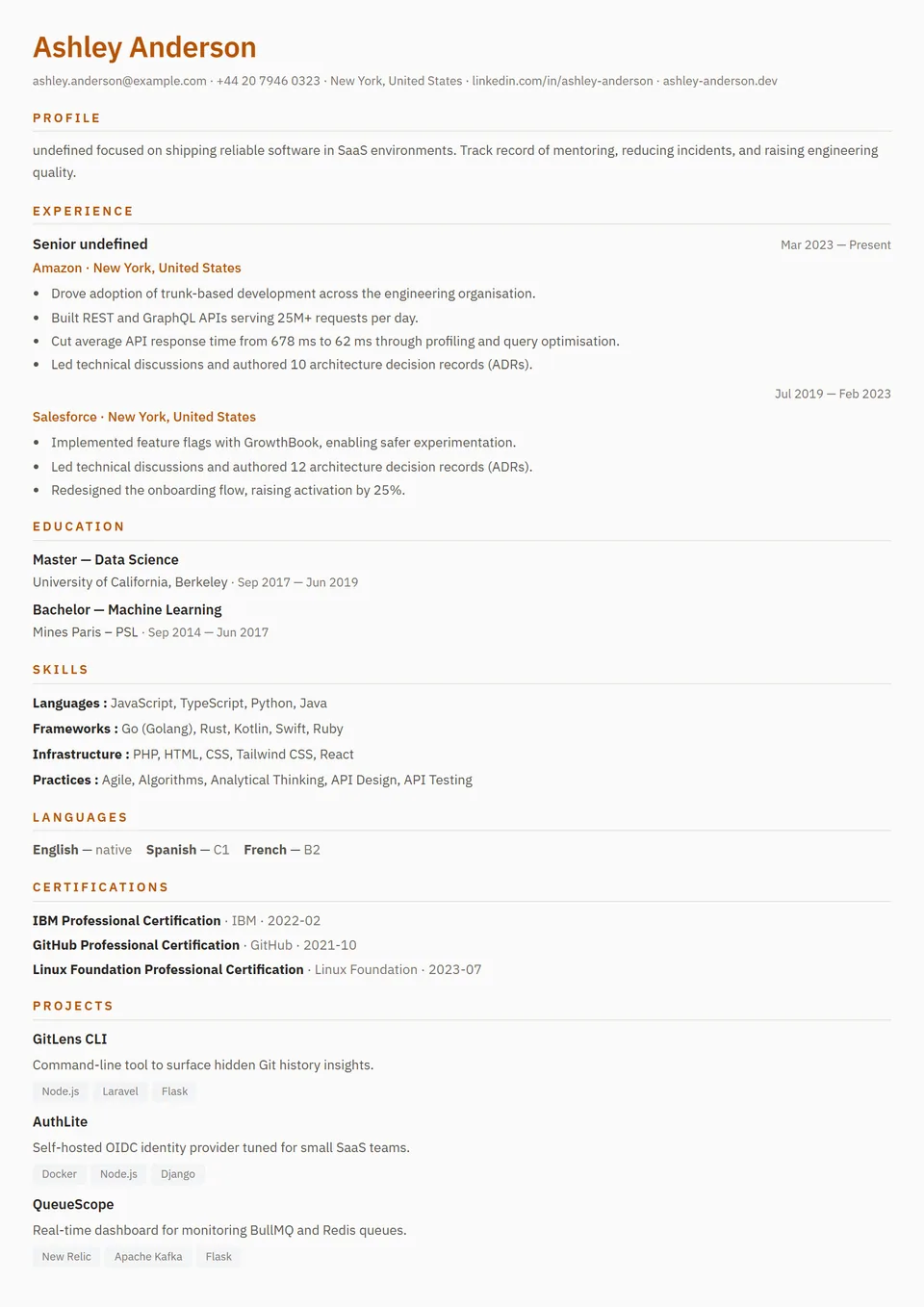 ATS Nordic — Modèles de CV