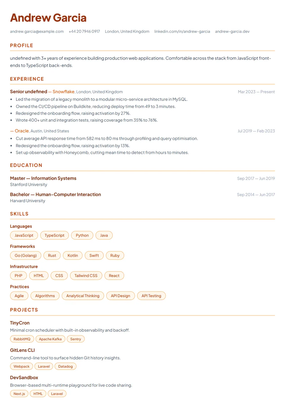 ATS Pill Tags — CV templates