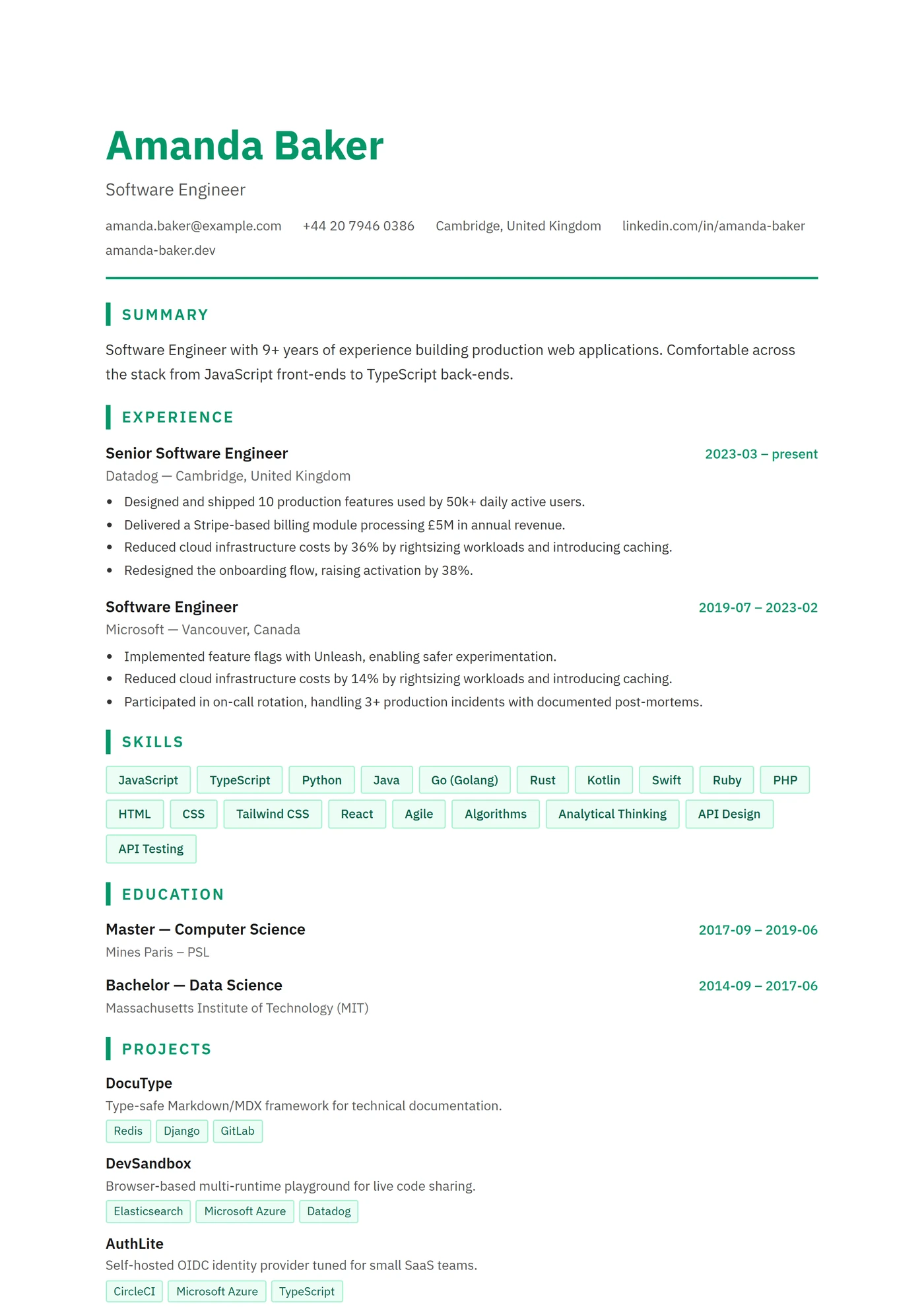 ATS Scientifique — Modèles de CV