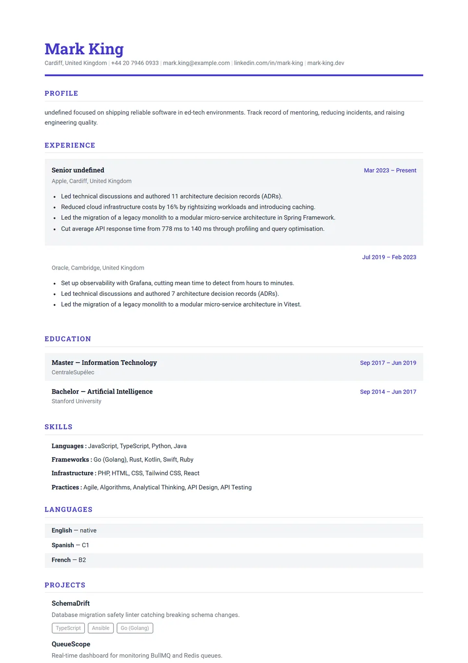 ATS Structured — Plantillas de CV