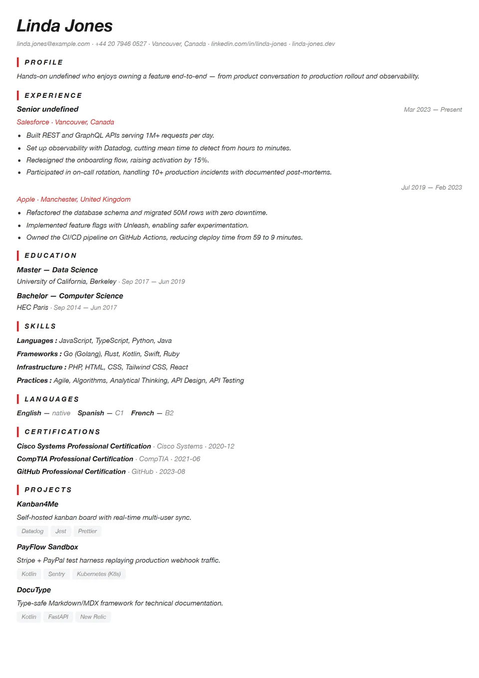 ATS Swiss — CV templates