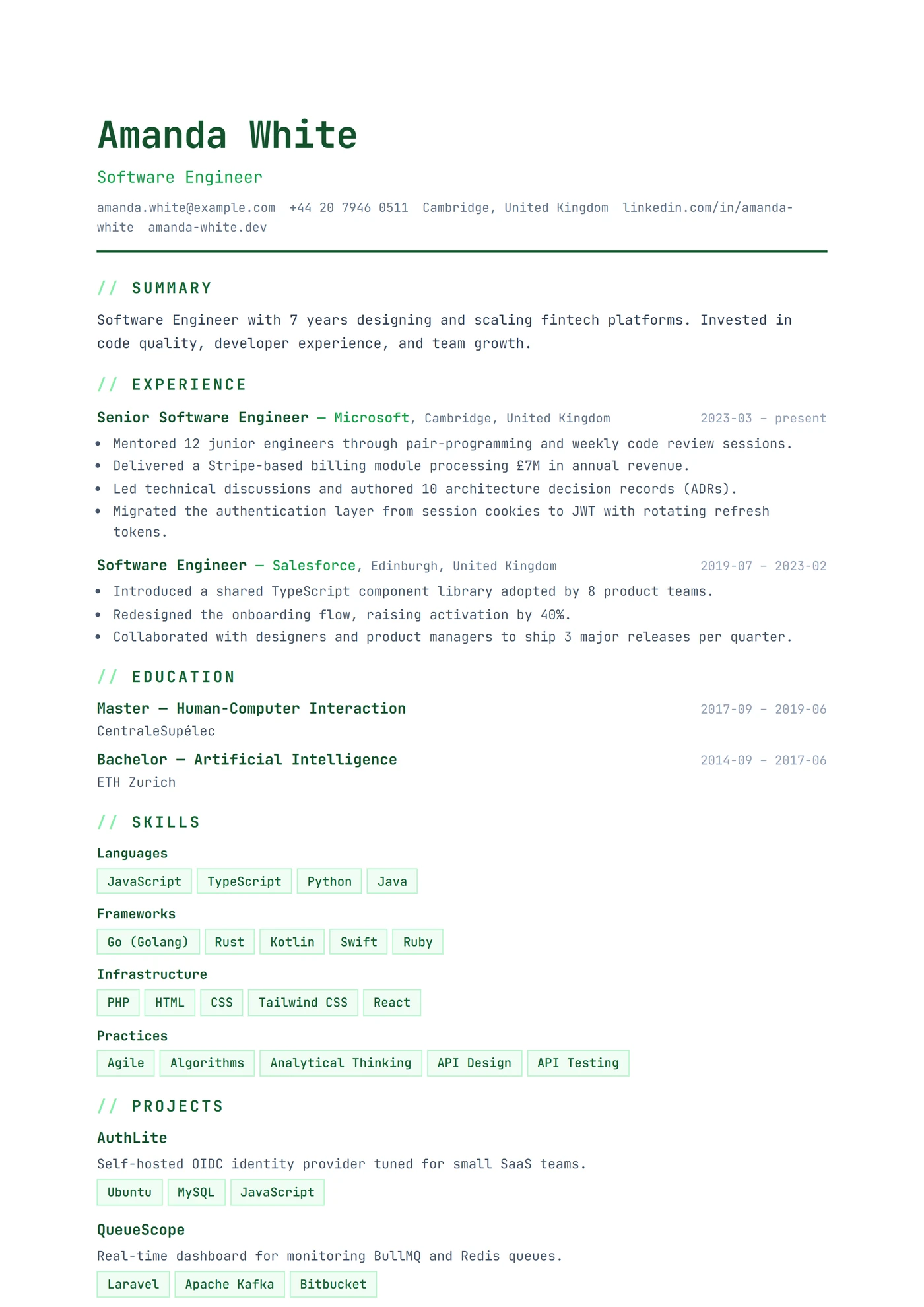 ATS Tech Stack — Modèles de CV