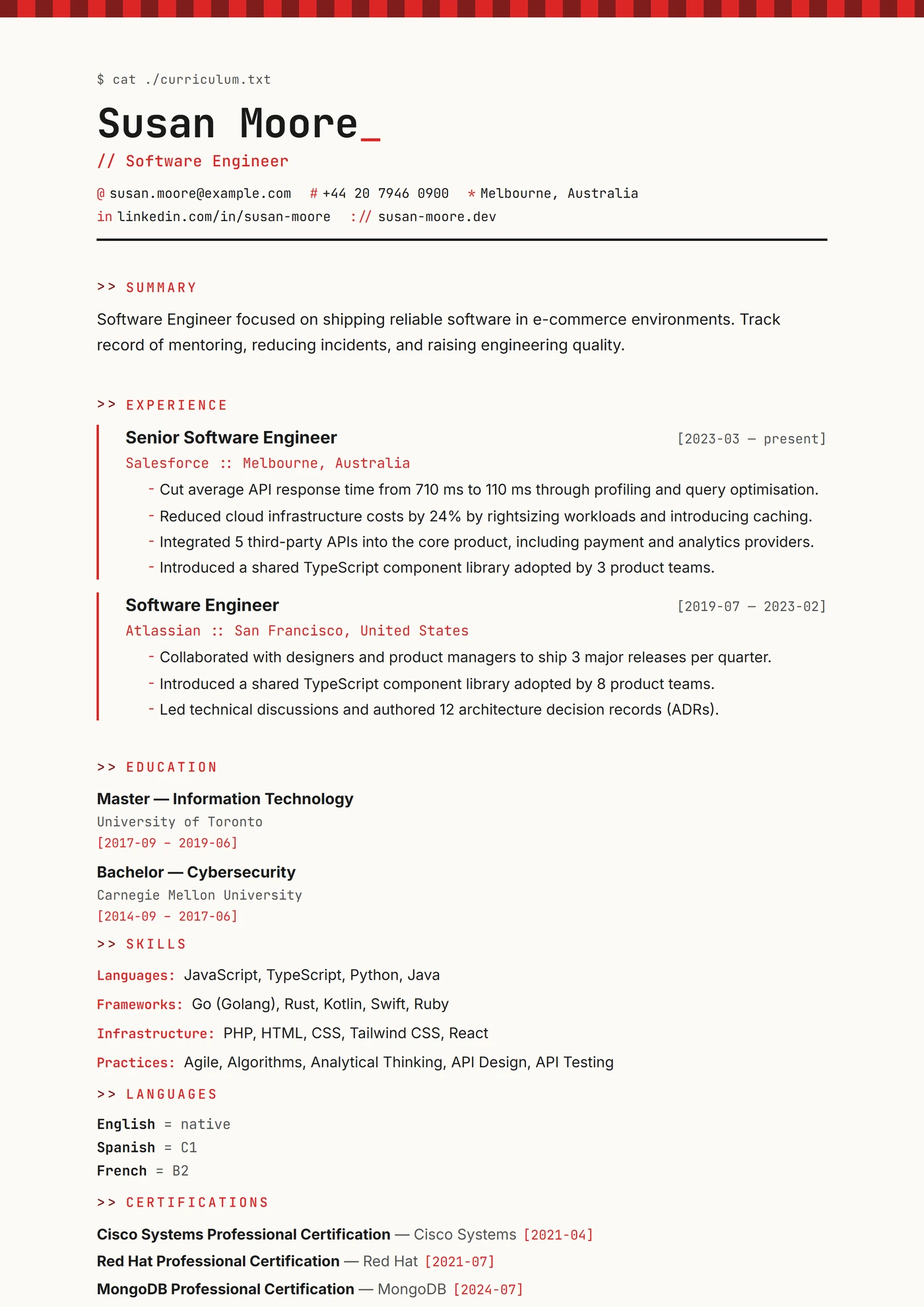 ATS Machine à Écrire — Modèles de CV